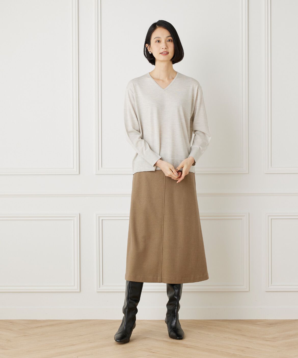 7-IDconcept.「《大きいサイズ》エクストラファインウールVネックニット」|ニット・セーター|