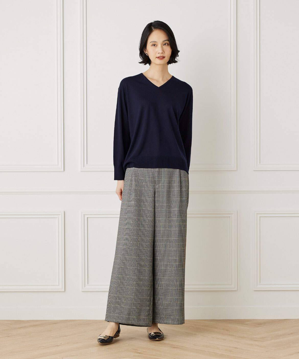 7-IDconcept.「《大きいサイズ》エクストラファインウールVネックニット」|ニット・セーター|