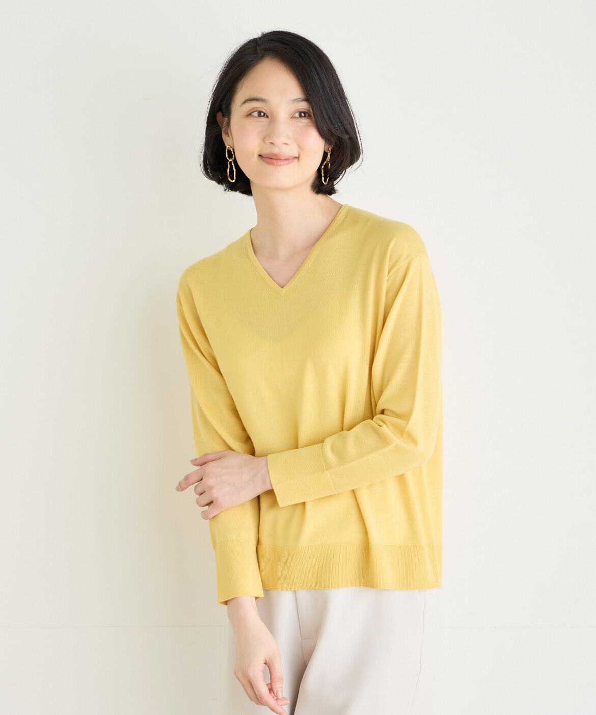 7-IDconcept.「《大きいサイズ》エクストラファインウールVネックニット」|ニット・セーター|