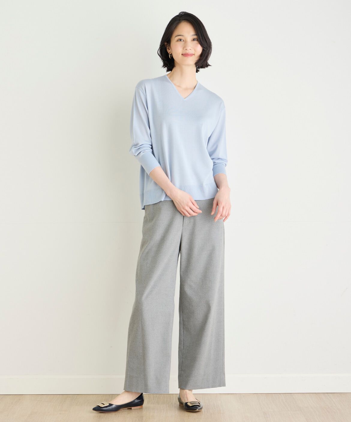 7-IDconcept.「《大きいサイズ》エクストラファインウールVネックニット」|ニット・セーター|