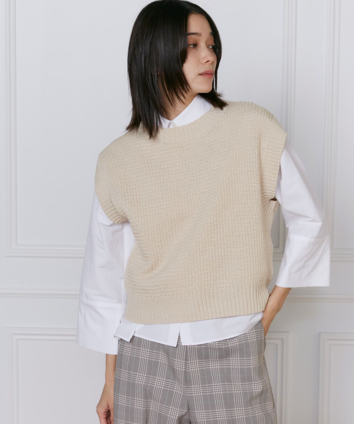 INED「ノースリーブプルオーバーニット　《YVON》」|ニット・セーター|アイボリー2