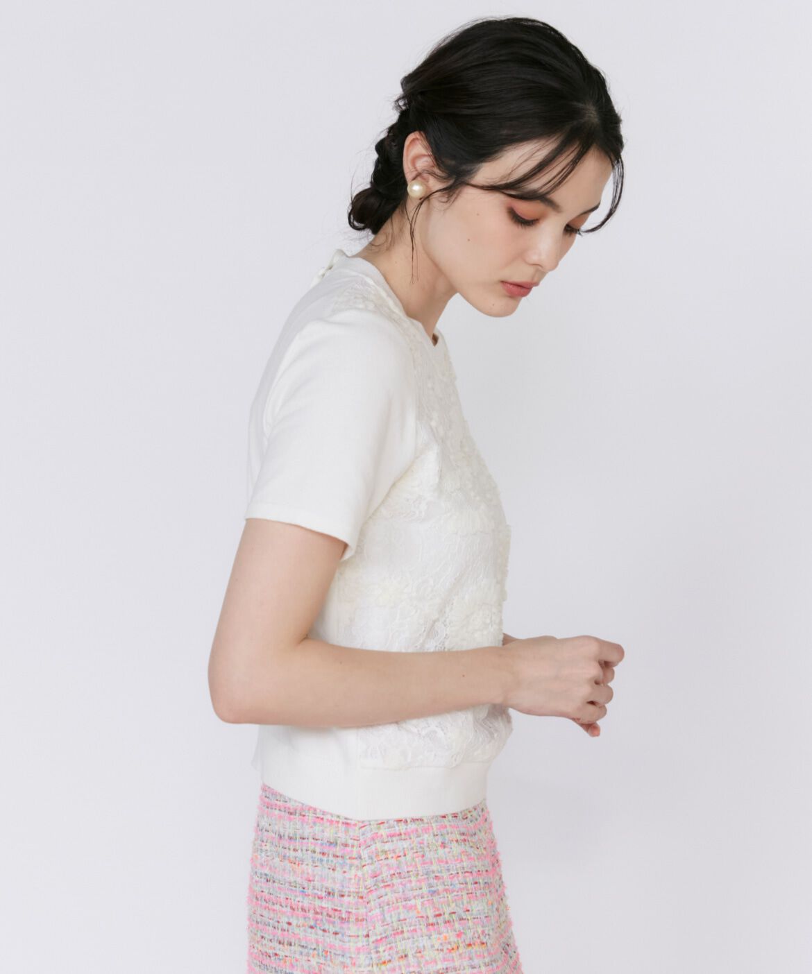 Maglie le cassetto「《大きいサイズ》3D刺繍レースプルオーバー《Maglie White》」|ニット・セーター|