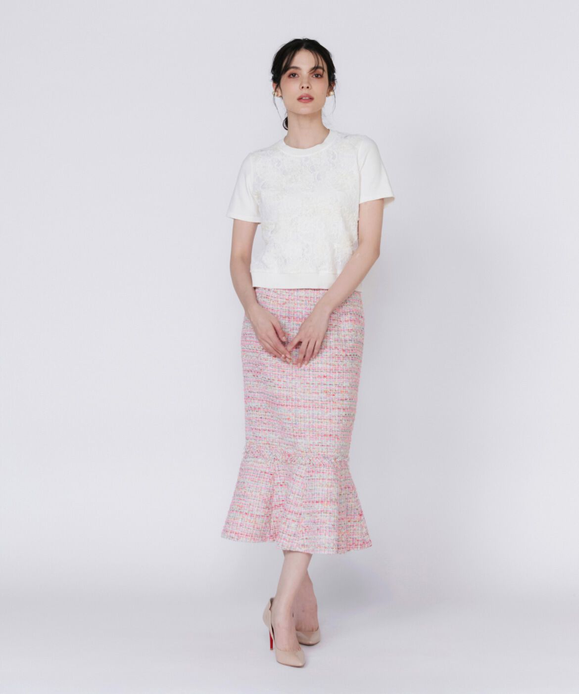 Maglie le cassetto「《大きいサイズ》3D刺繍レースプルオーバー《Maglie White》」|ニット・セーター|