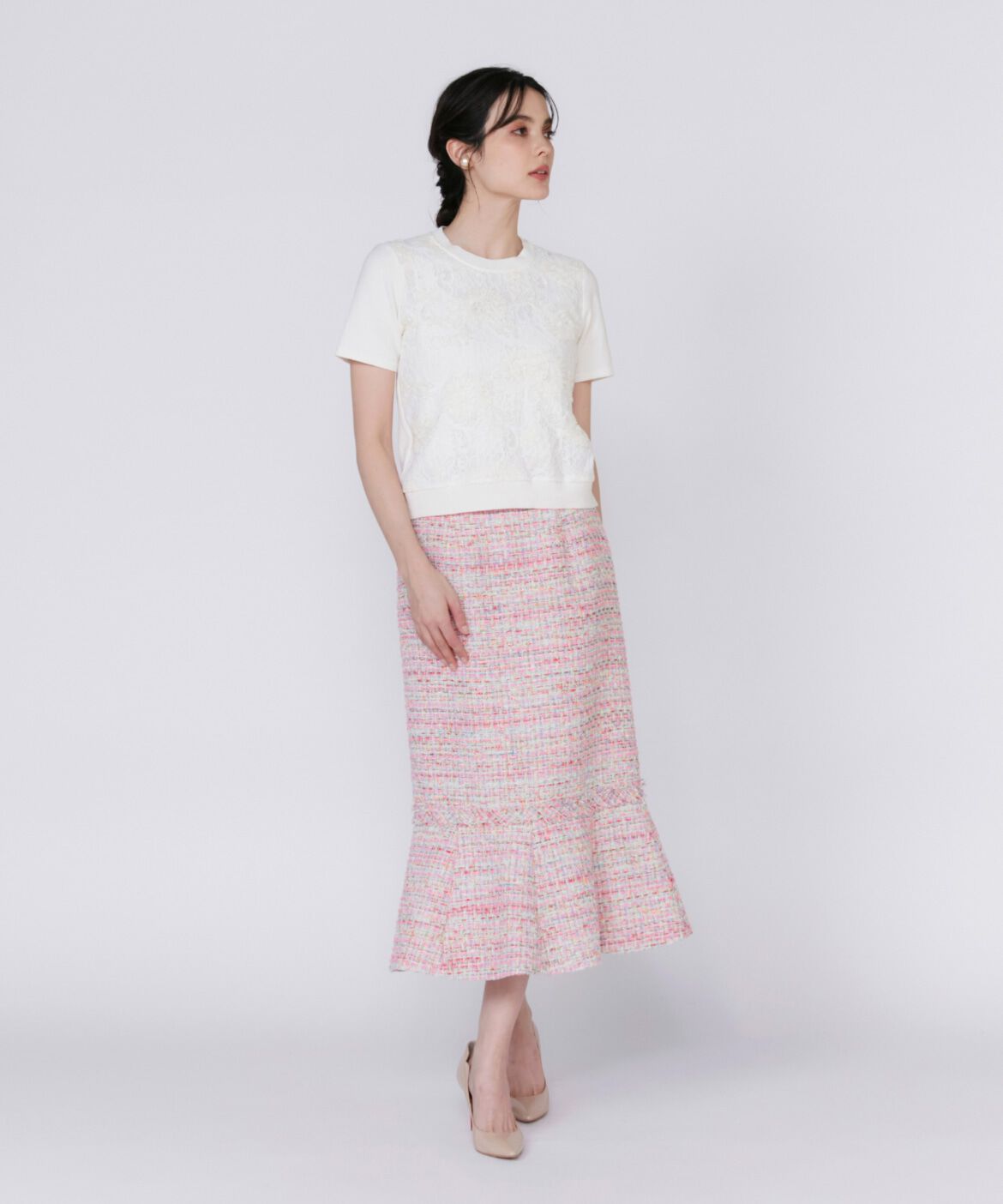 Maglie le cassetto「《大きいサイズ》3D刺繍レースプルオーバー《Maglie White》」|ニット・セーター|