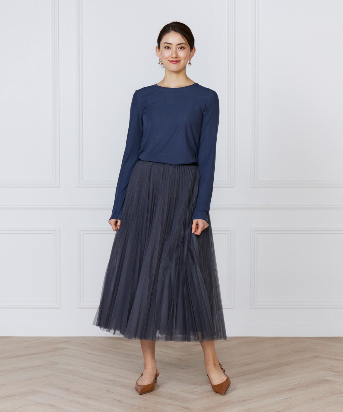 INED「《大きいサイズ》クルーネックロングスリーブカットソー」|Tシャツ・カットソー|