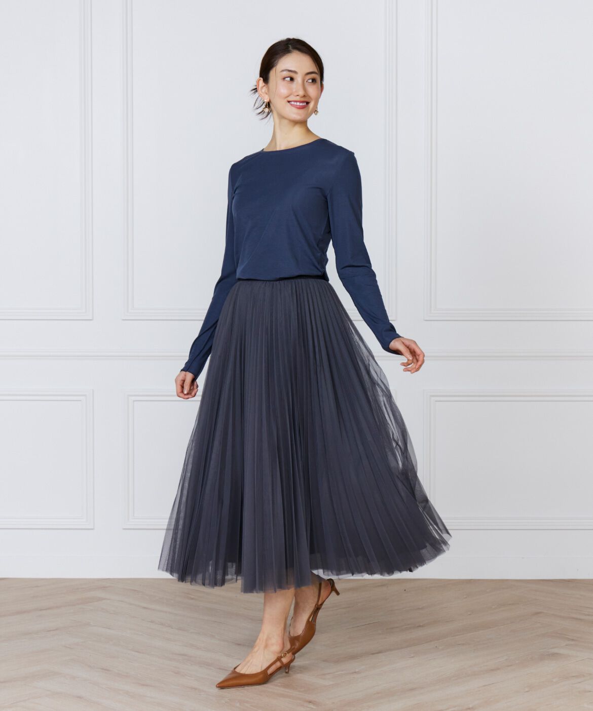 INED「《大きいサイズ》クルーネックロングスリーブカットソー」|Tシャツ・カットソー|