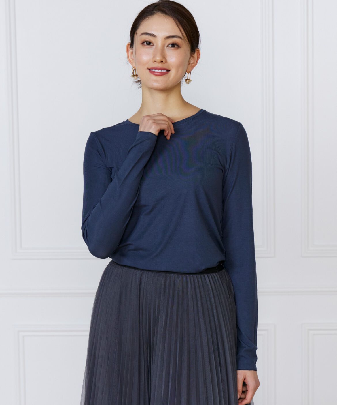 INED「《大きいサイズ》クルーネックロングスリーブカットソー」|Tシャツ・カットソー|