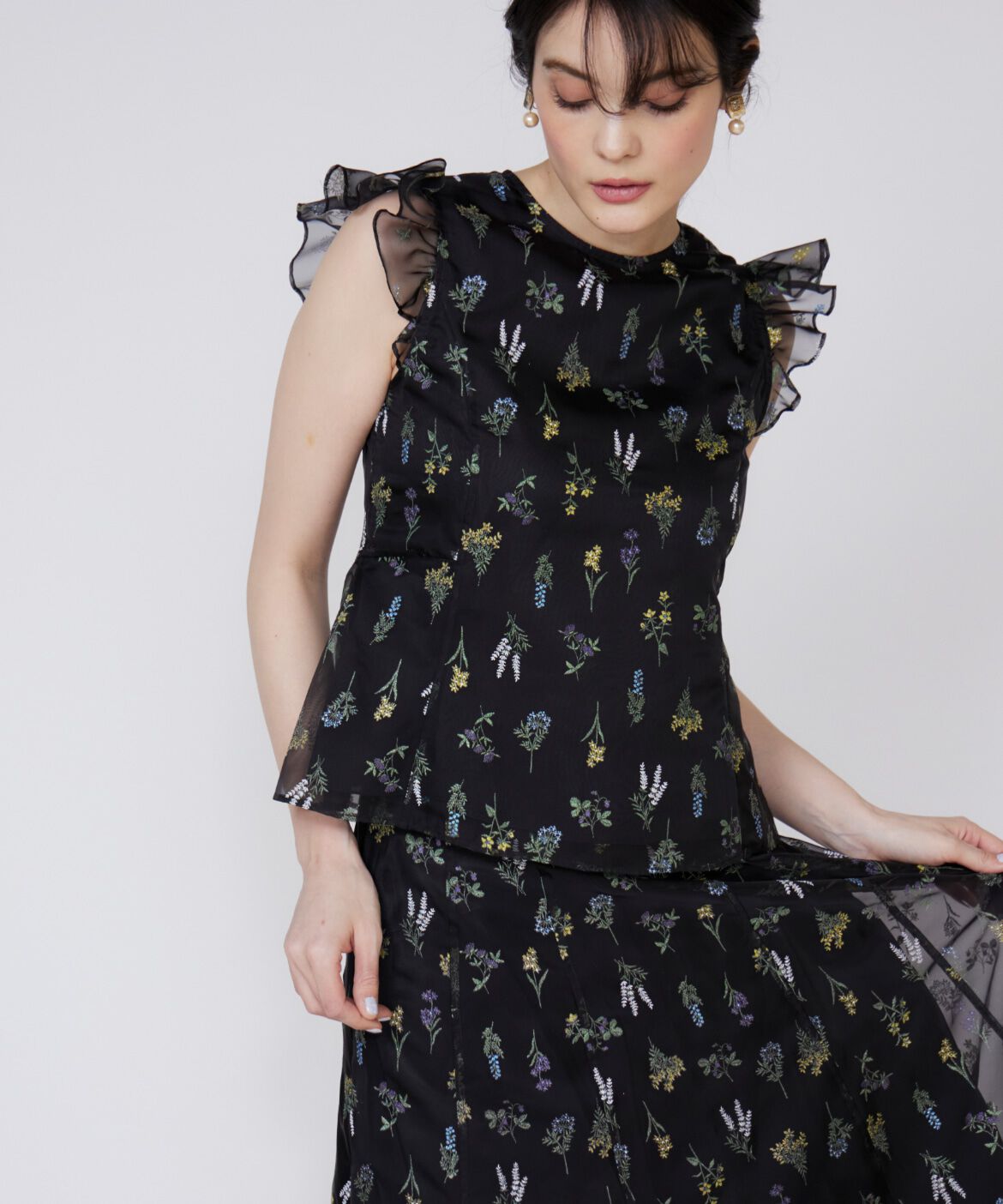 Maglie le cassetto「3Dフラワープリントブラウス」|シャツ・ブラウス|