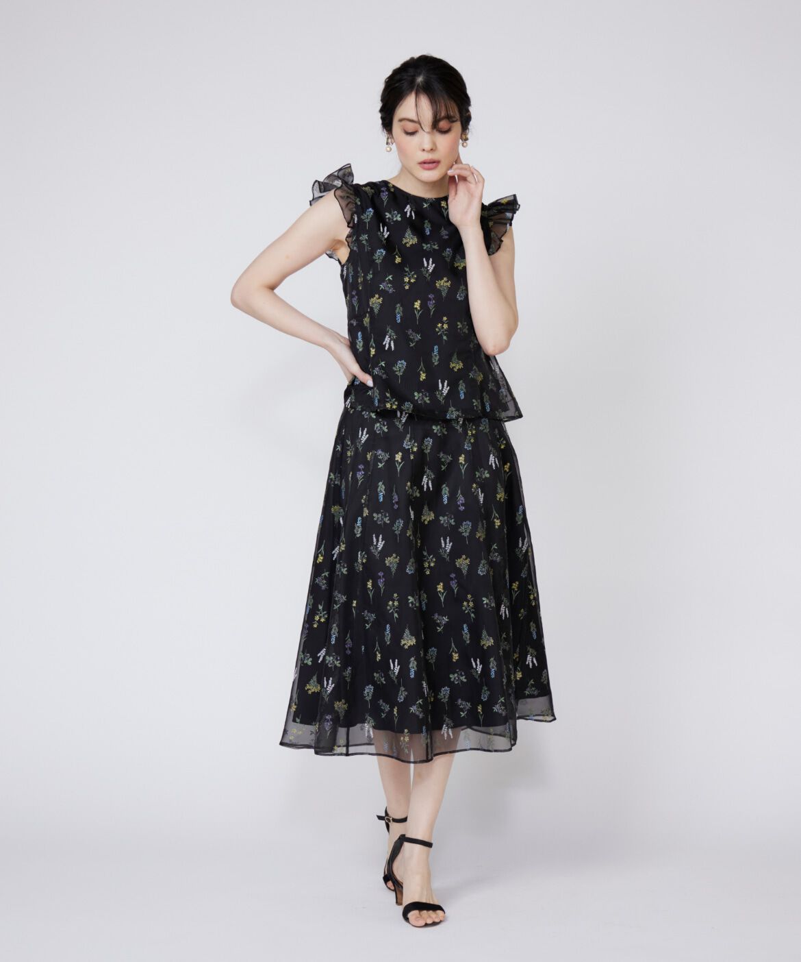 Maglie le cassetto「3Dフラワープリントブラウス」|シャツ・ブラウス|