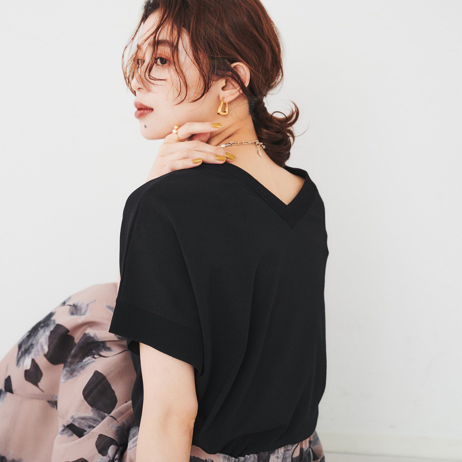 UNTITLED「【2WAY/薄手/清涼感】コットンエステル サマーニット」|ニット・セーター|ブラック(019)