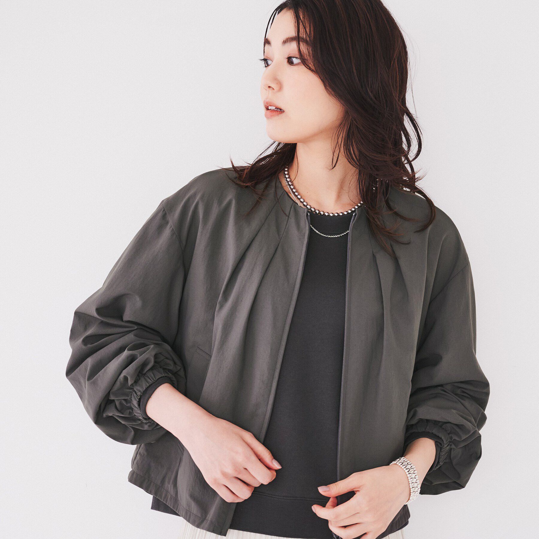 UNTITLED「【スポーティー/ショート丈羽織】ドロストブルゾン」|ブルゾン・スタジャン|