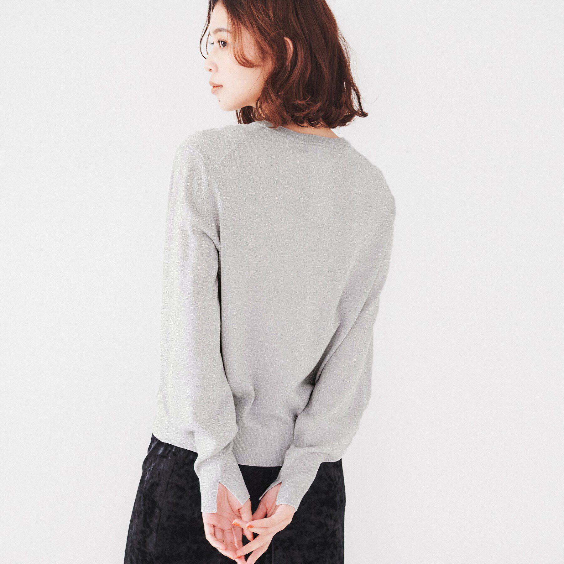 UNTITLED「【ラメ感/薄手/すっきり丈】ウールアクリル混 ラメプルオーバーニット」|ニット・セーター|