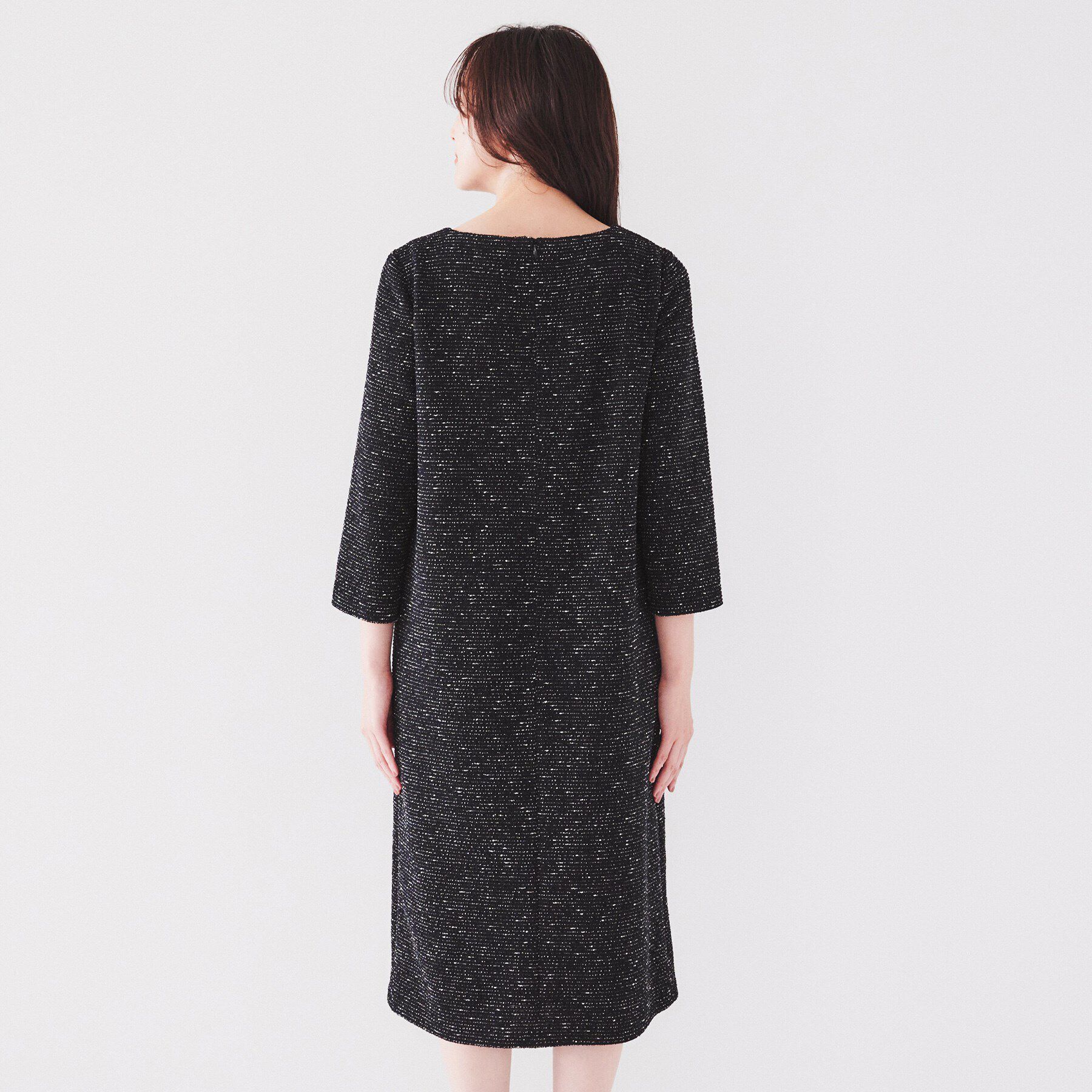 UNTITLED「【日本製/きれいめ】ツイードライクジャージ サックワンピース」|ワンピース|
