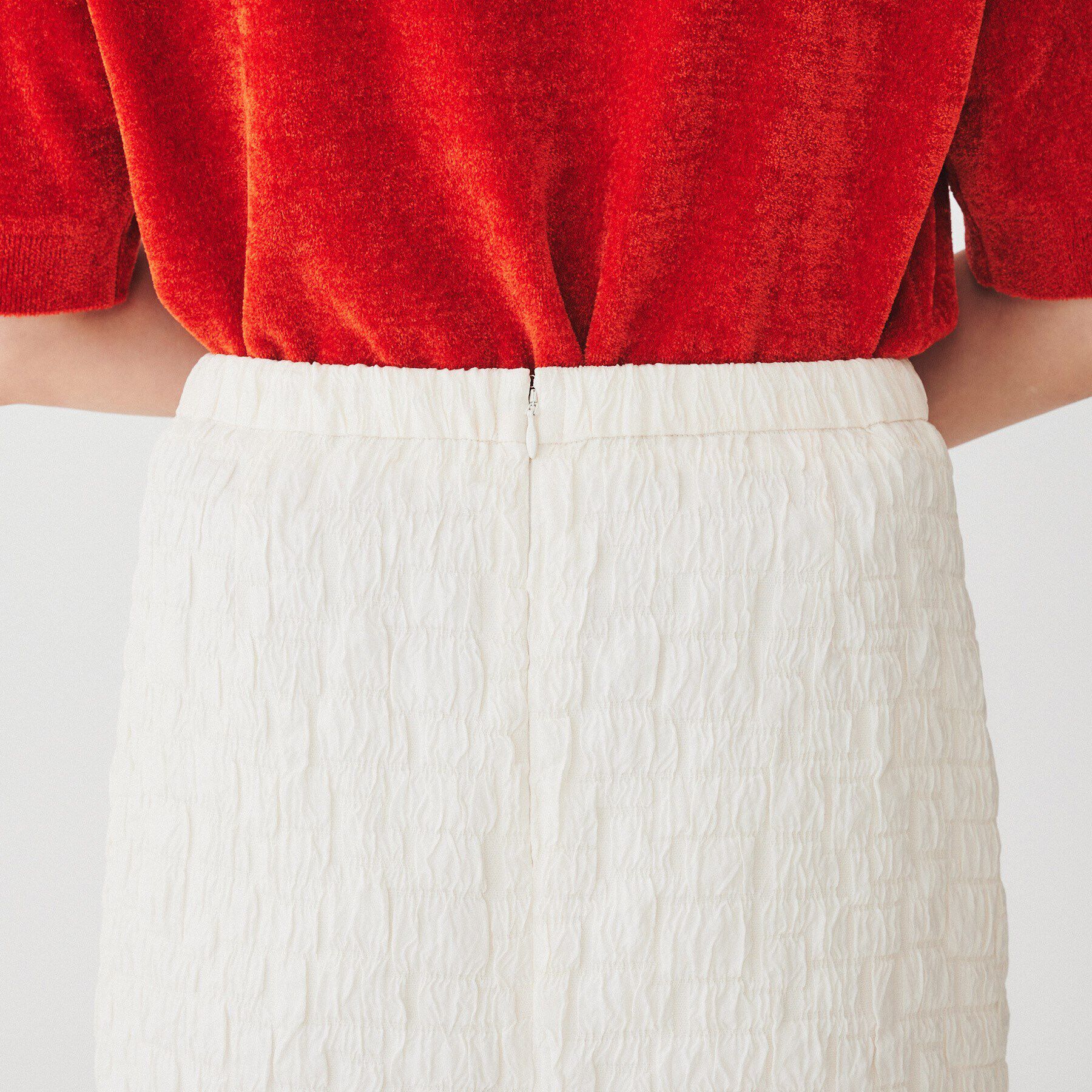 UNTITLED「【後ろウエストゴム/日本製/洗える】ブロック柄ジャカードナロースカート」|スカート|