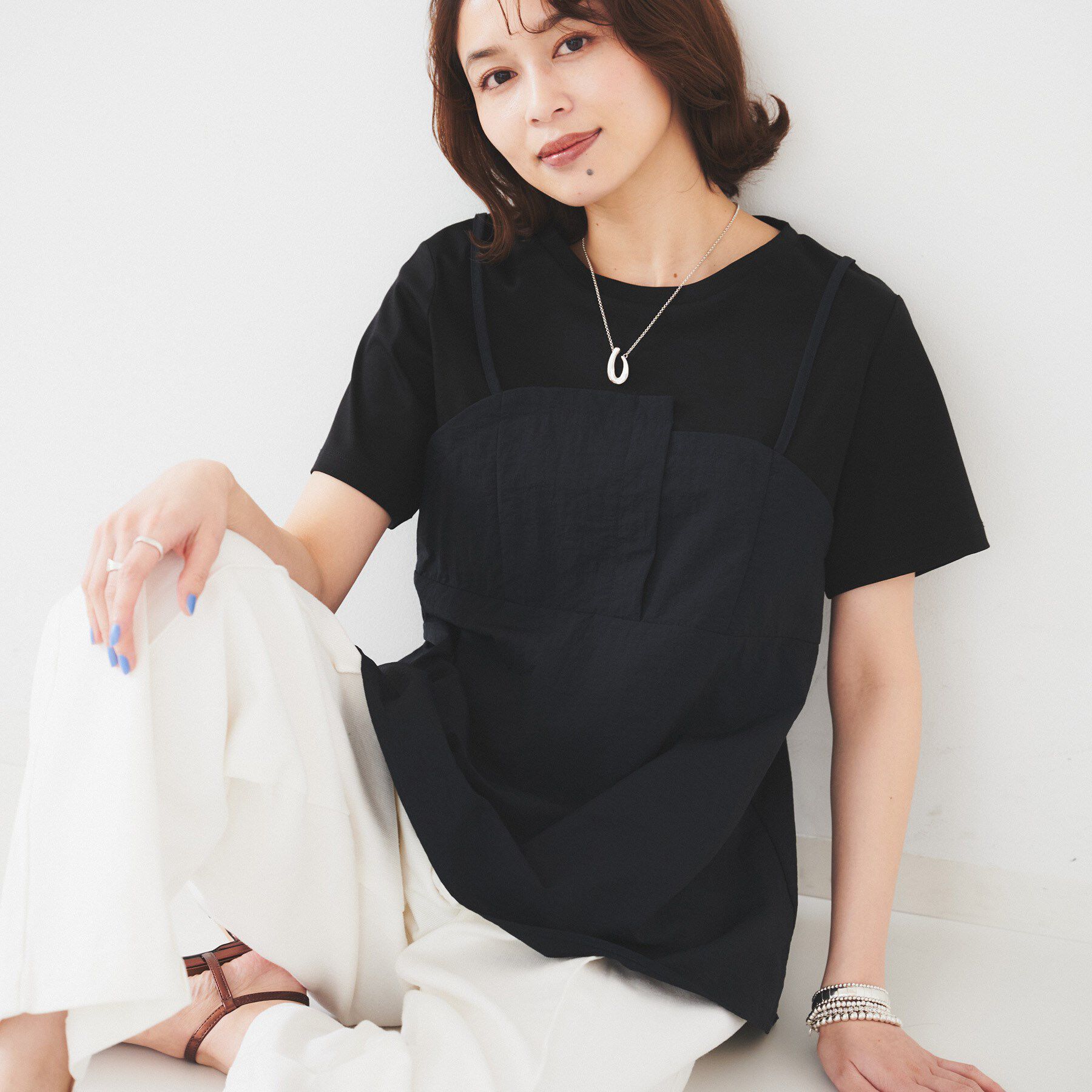 UNTITLED「【洗える/Tシャツ】ビスチェドッキングプルオーバー」|Tシャツ・カットソー|ブラック(019)