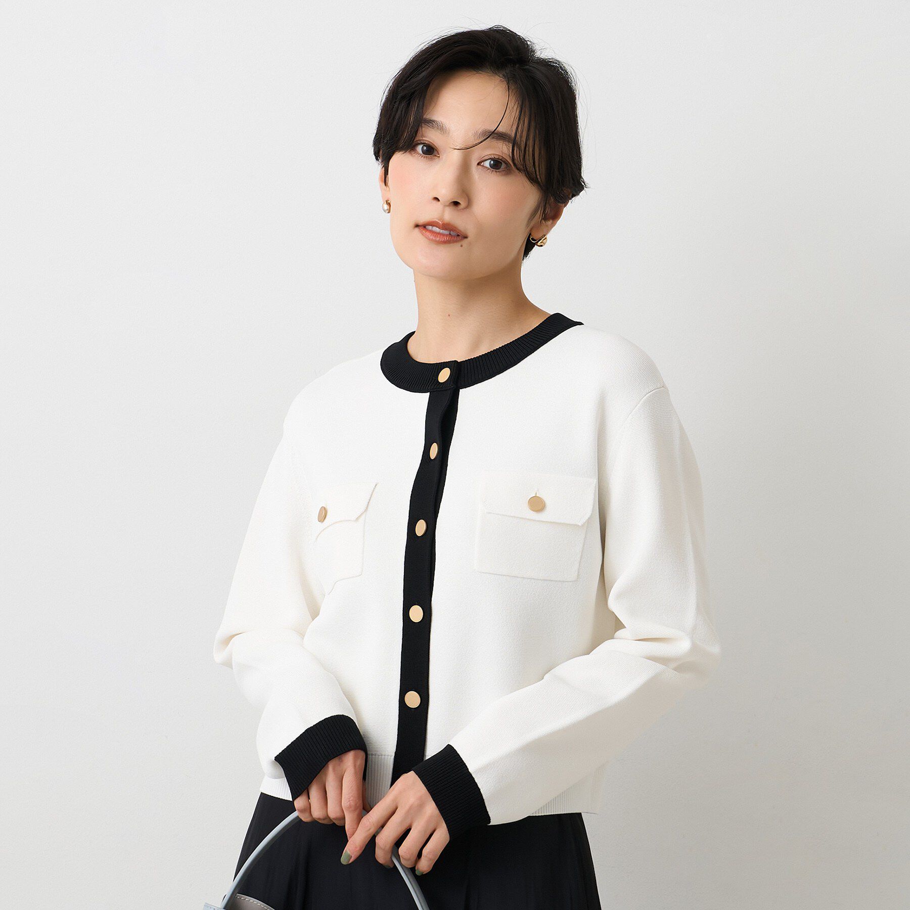 UNTITLED「【洗える/ジャケット風】ミラノリブカーディガン」|カーディガン|オフホワイト(503