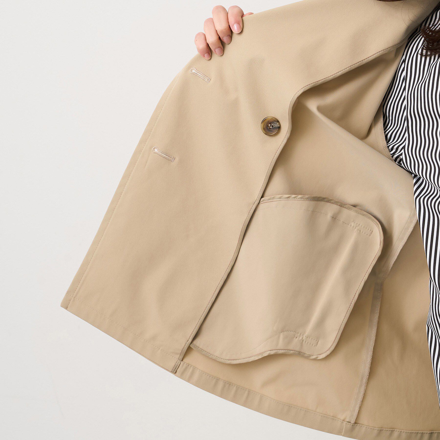 UNTITLED「【はっ水/洗える/セレモニーにも】タスランショートトレンチコート」|トレンチコート|