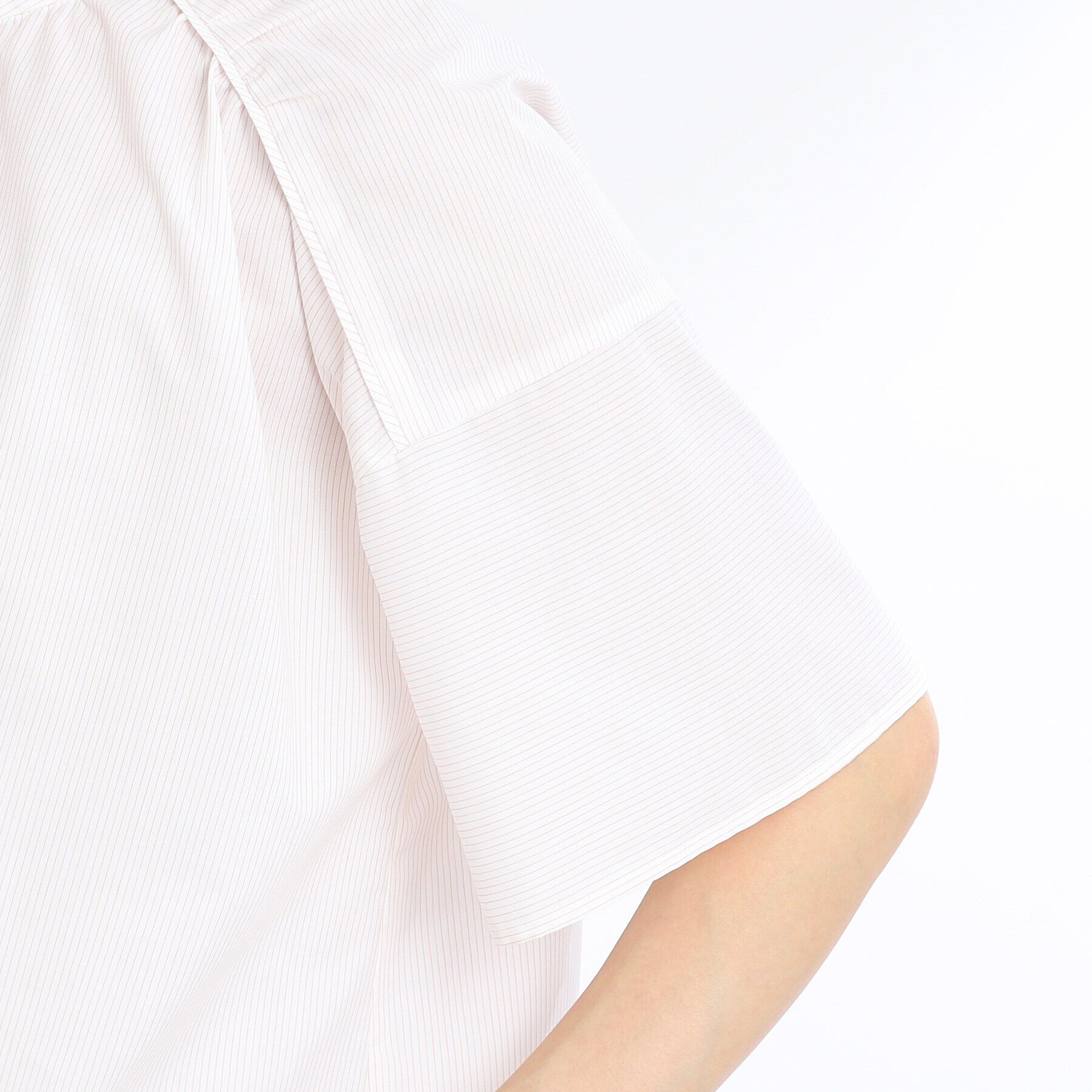 Reflect「【マシンウォッシュ可】五分袖ピンストライプブラウス」|シャツ・ブラウス|