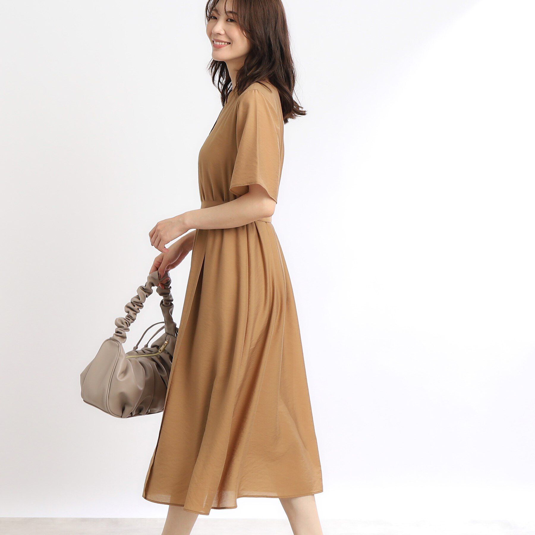 Reflect「【SALE／洗える／サッシュベルト付き】ラップ風デザインワンピース」|ワンピース|