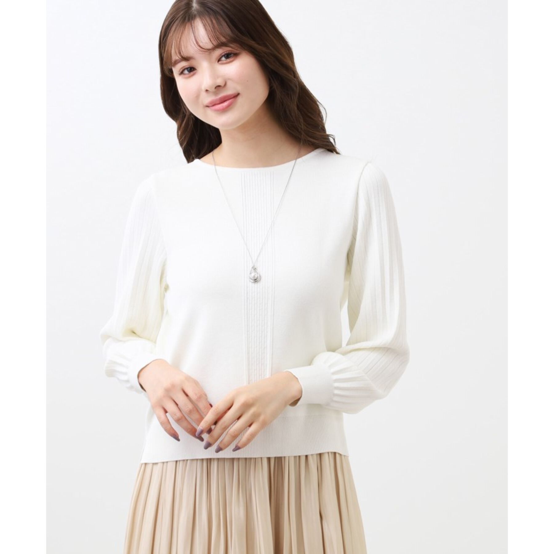 Reflect「【大人気ニットに新色登場！マイカラニット+／細見え／WEB限定カラーあり／マシンウォッシュ可／選べる」|ニット・セーター|オフホワイト(003