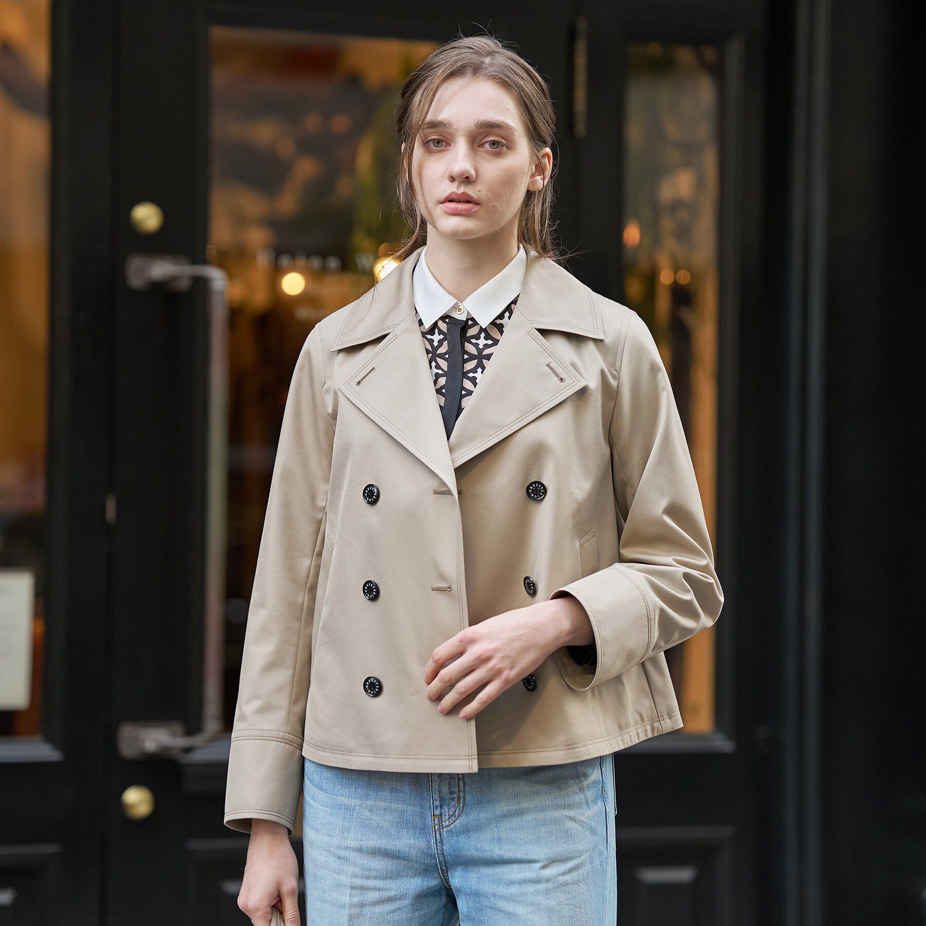 DRESSTERIOR「【撥水素材】Aラインショートトレンチコート」|トレンチコート|