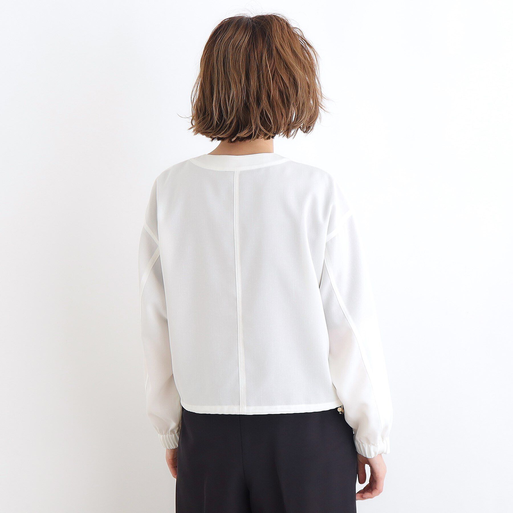 grove「【追加】麻調ノーカラーシアーブルゾン」|ブルゾン・スタジャン|