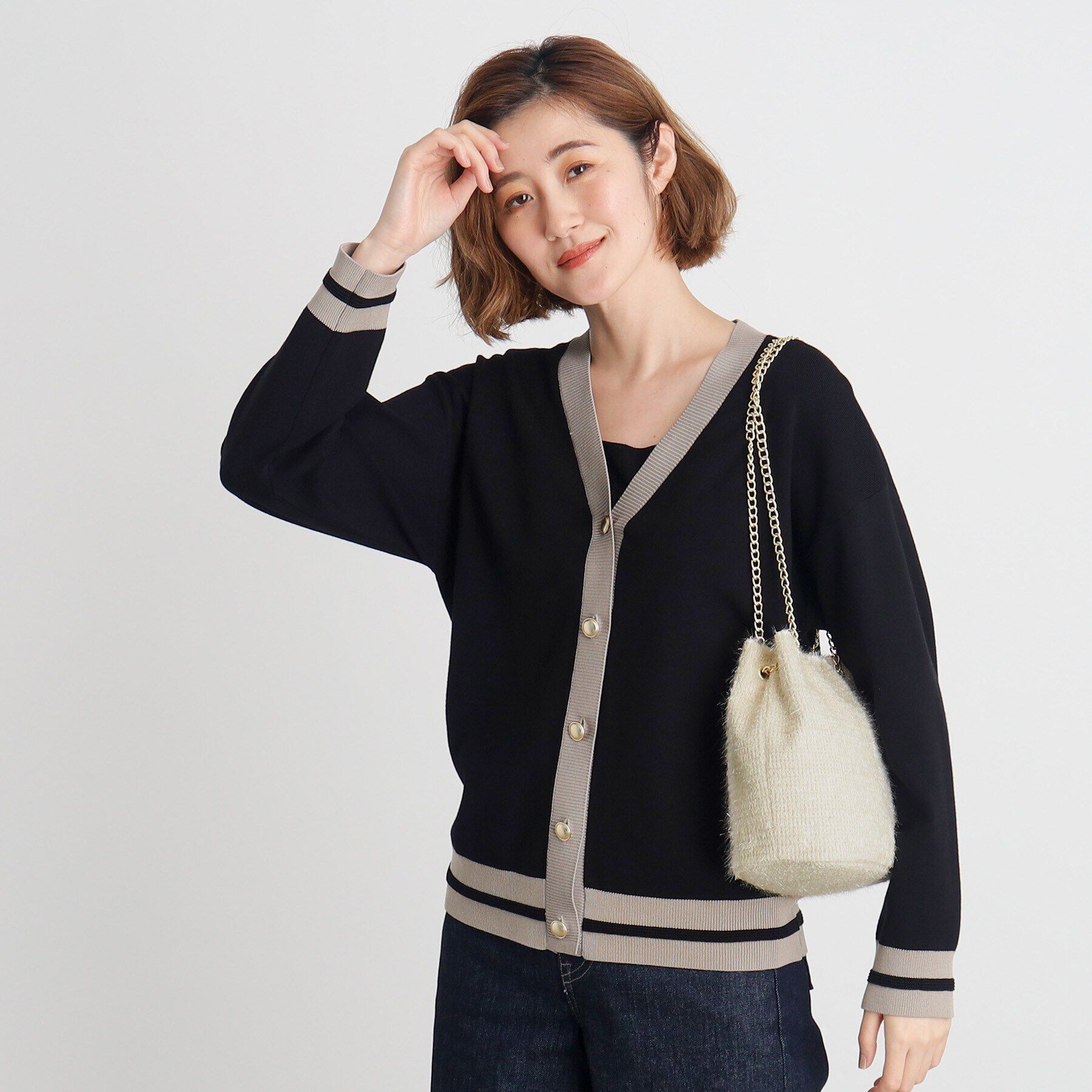 grove「【雑誌掲載】ラメニットチェーン巾着ショルダー」|ショルダー・メッセンジャー|