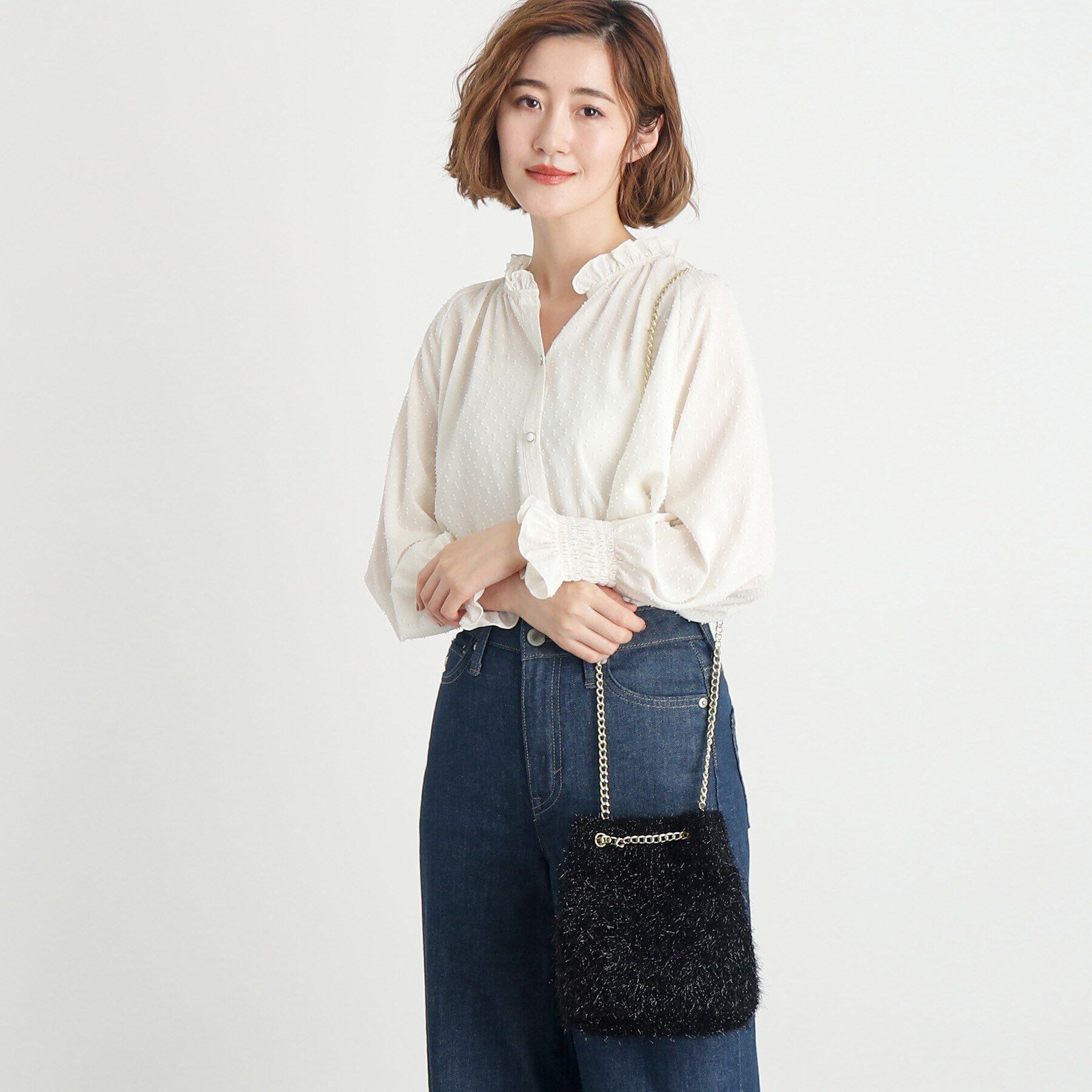 grove「【雑誌掲載】ラメニットチェーン巾着ショルダー」|ショルダー・メッセンジャー|