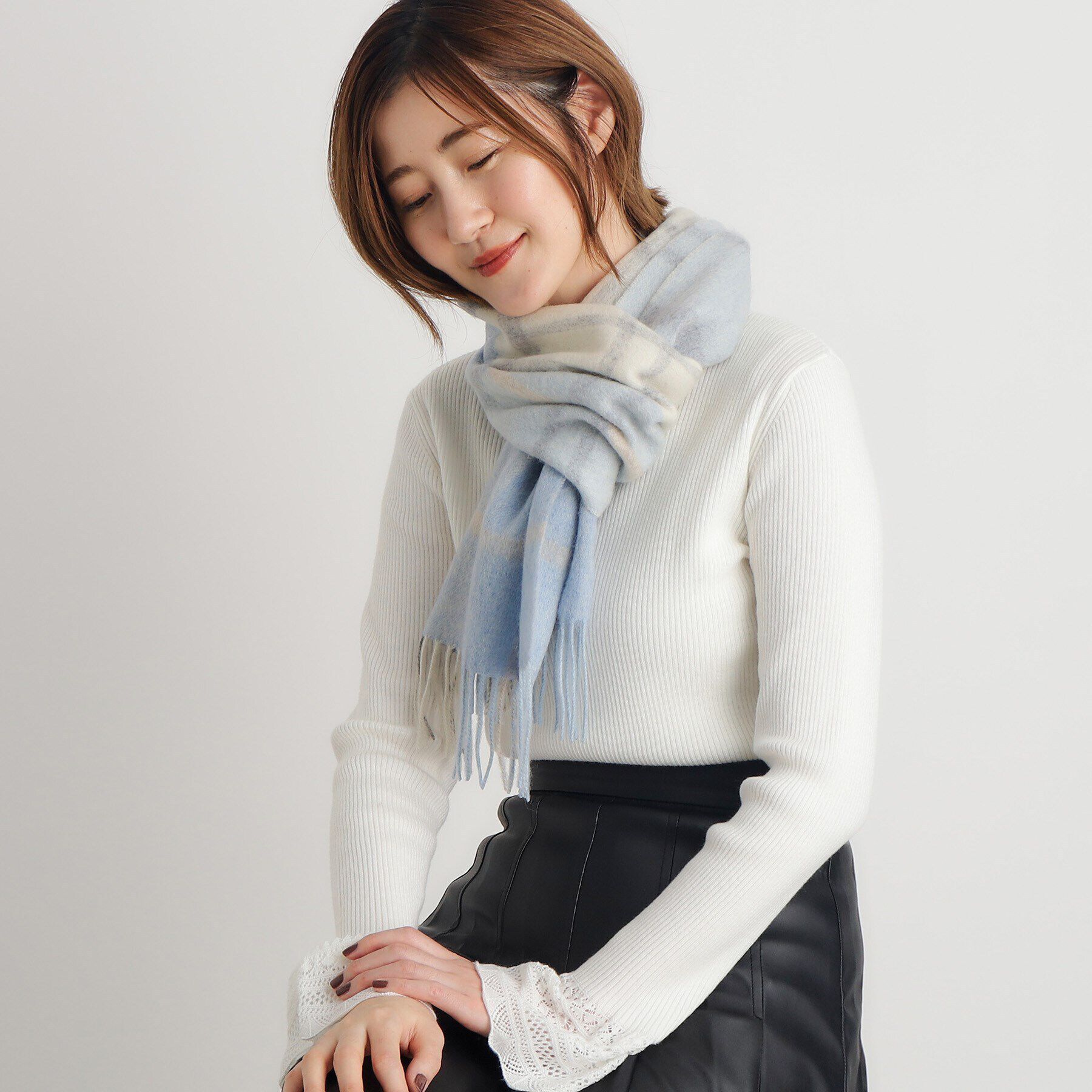 grove「ウールチェックマフラー【手洗い可】」|ストール|