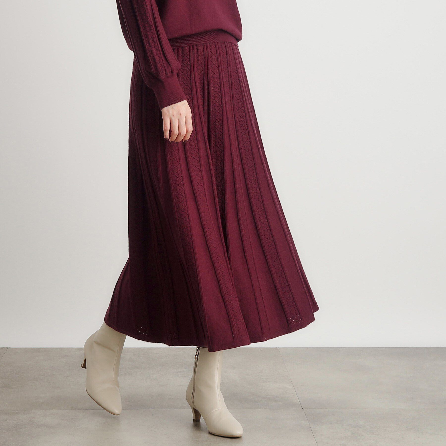 grove「SET UP対応 透かし編み柄ニットスカート」|スカート|