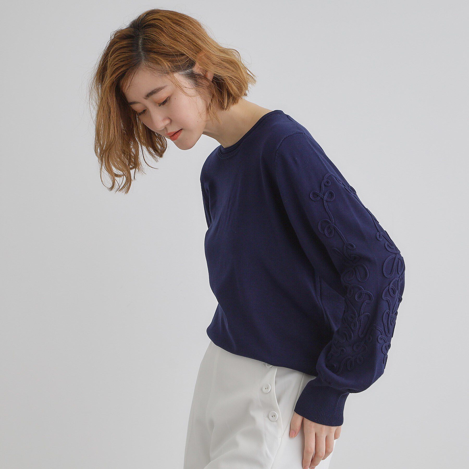 grove「袖コード刺繍ニットプルオーバー」|ニット・セーター|