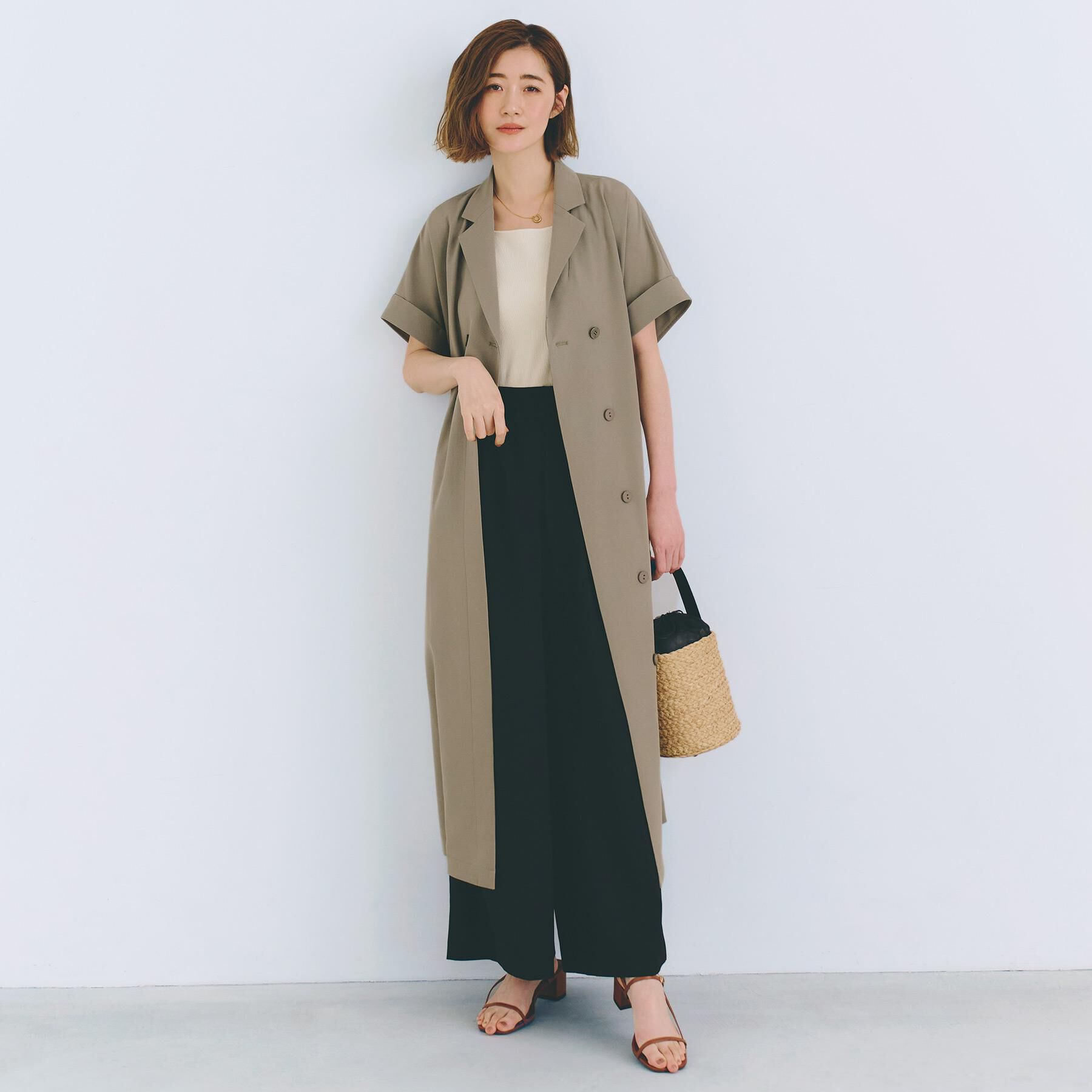 grove「【雑誌掲載】シーズレスで使えるトレンチライク2WAYワンピース」|ワンピース|カーキ(027)