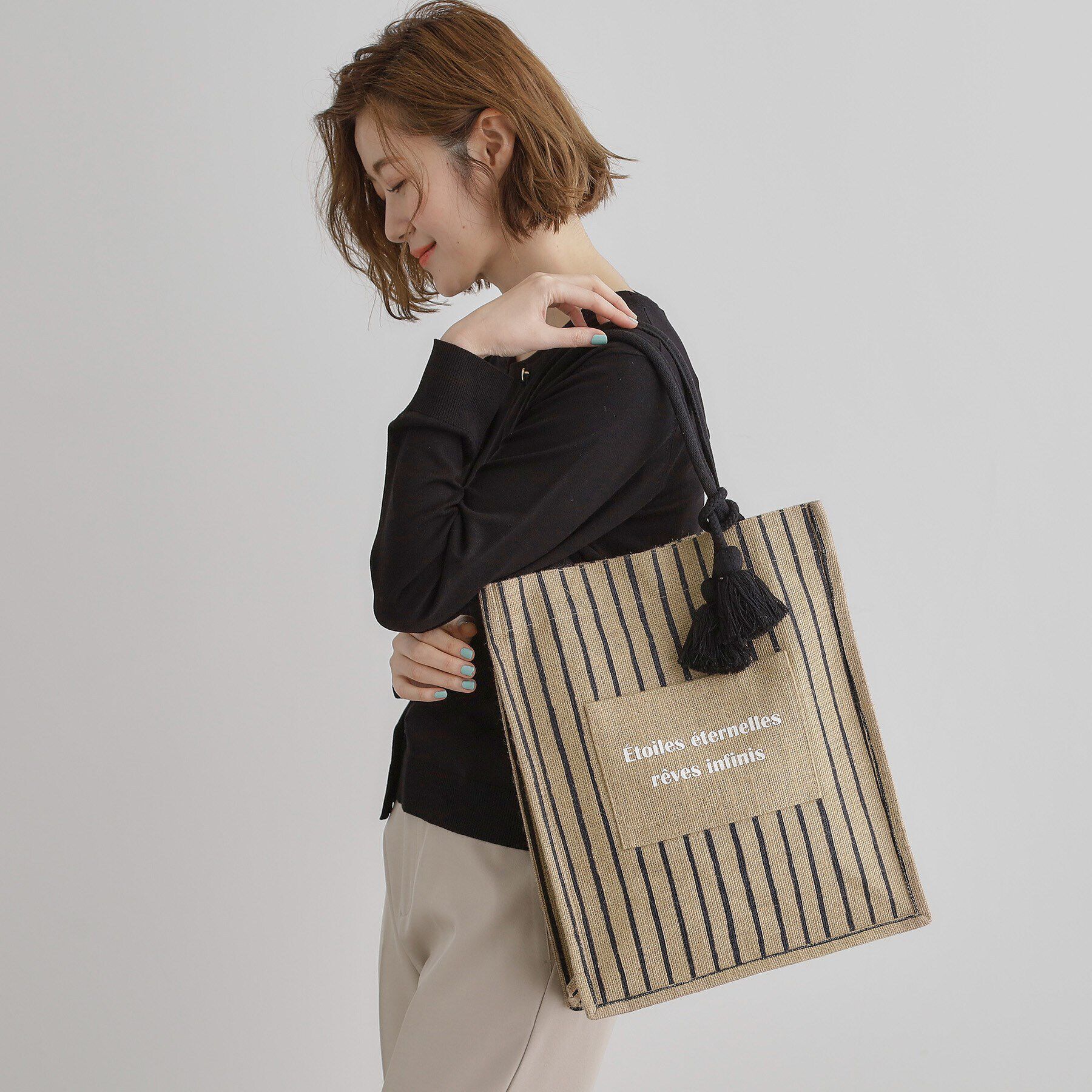 grove「タテA4ジュートタッセルトート」|トートバッグ|