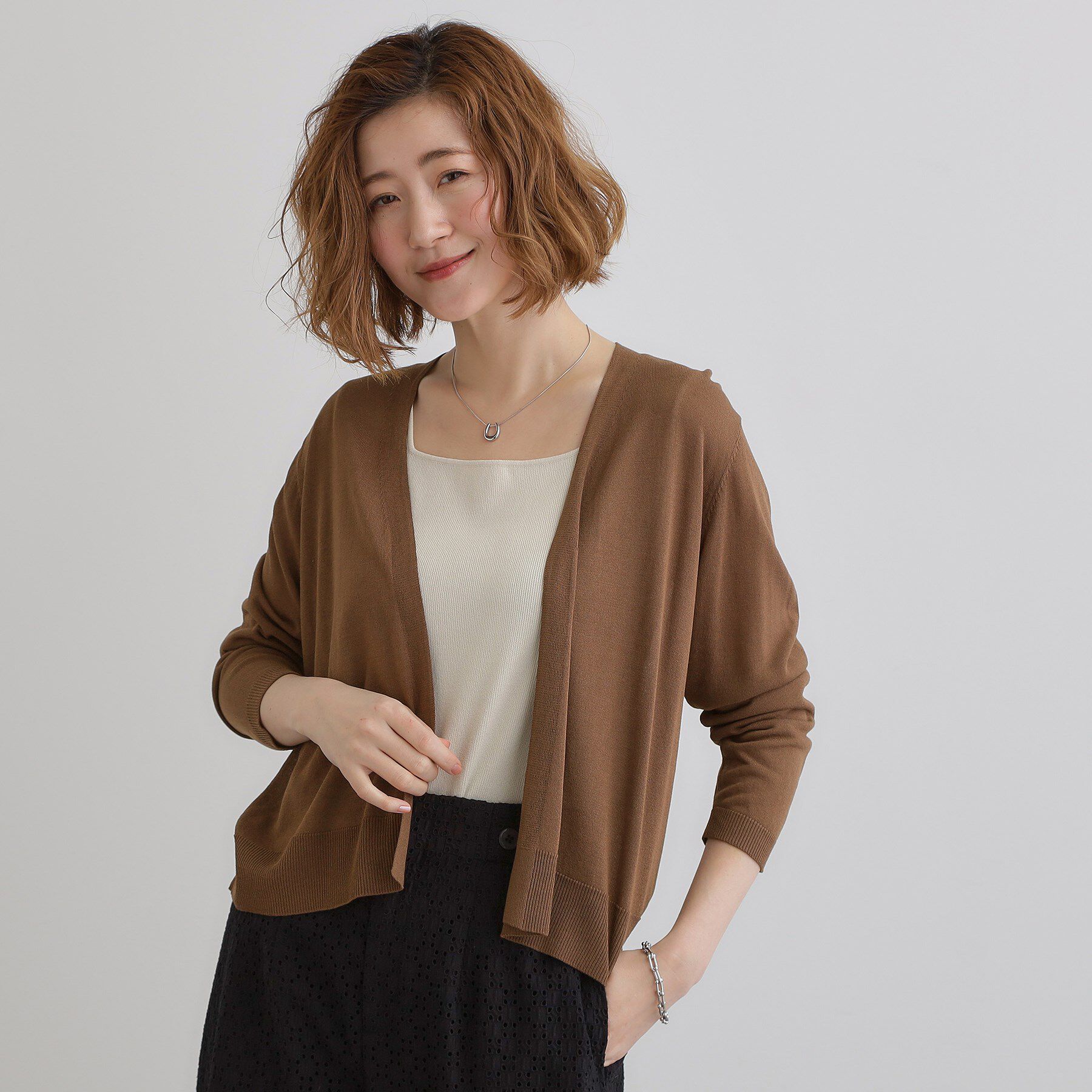 grove「【接触冷感/UVカットetc】夏に嬉しい機能付き！ベーシックショートカーディガン」|カーディガン|ブラウン(043)