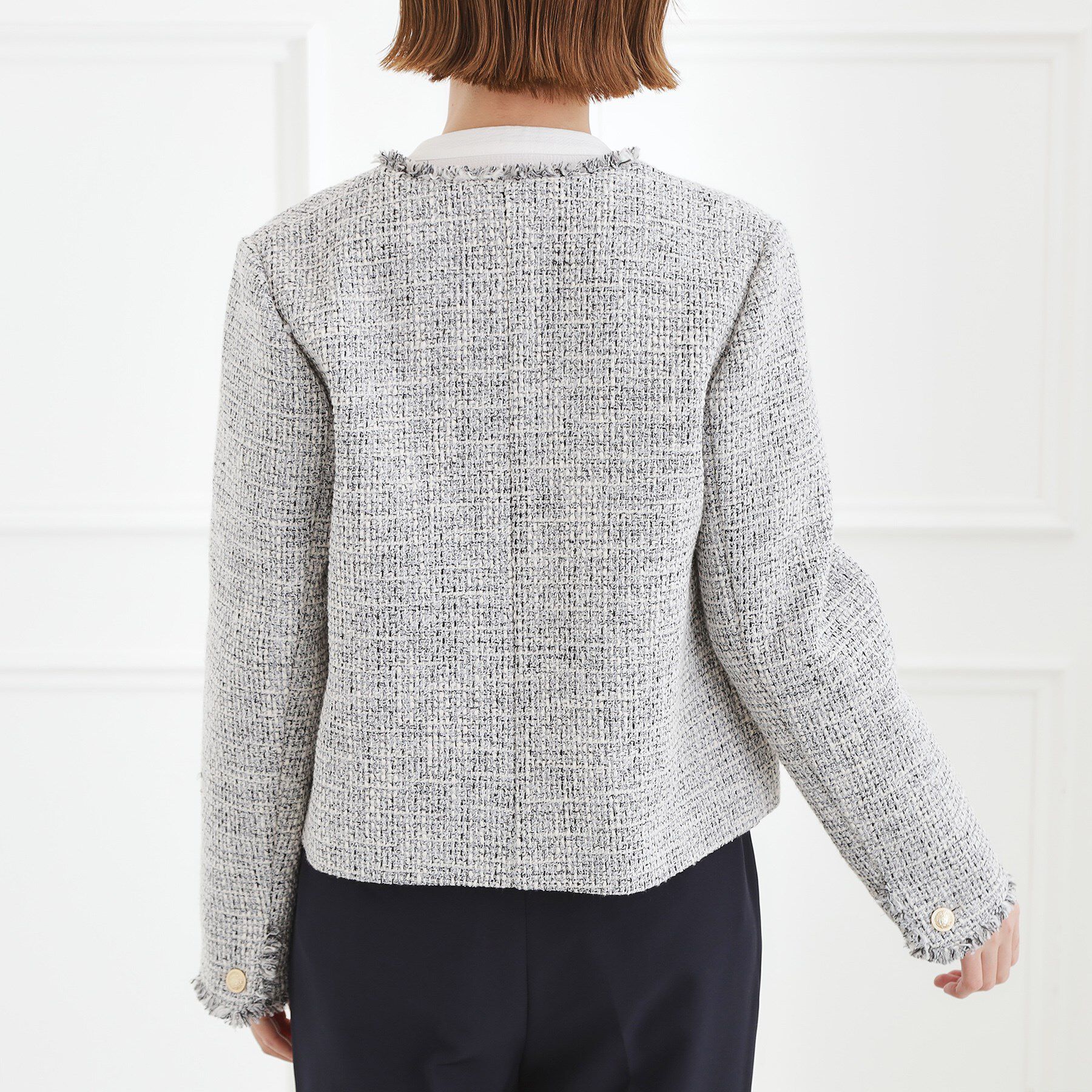 grove「ショートツイードジャケット」|ノーカラージャケット|