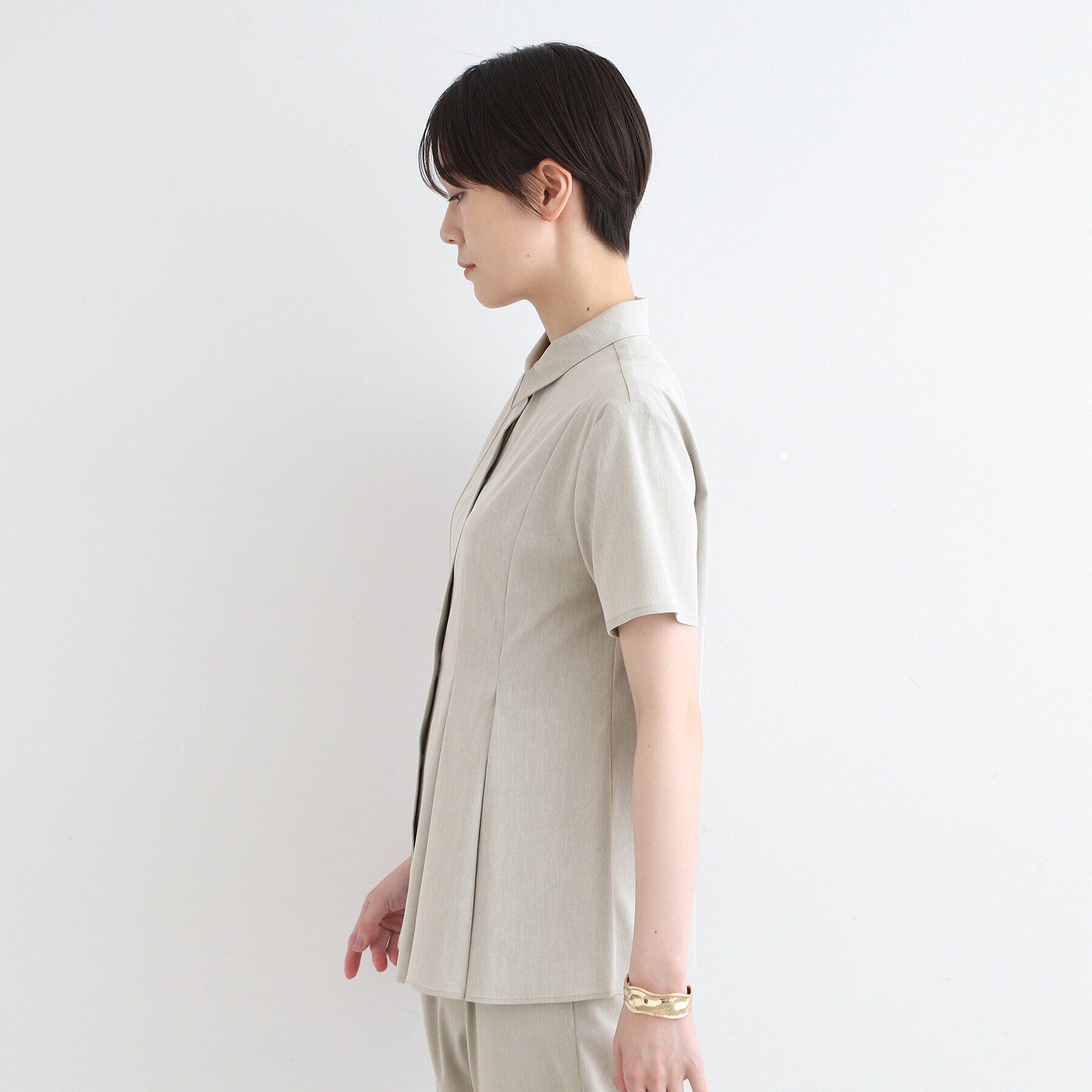 INDIVI「【洗える／UVケア／接触冷感／SETUP可能】麻混切り替えデザインブラウス」|シャツ・ブラウス|