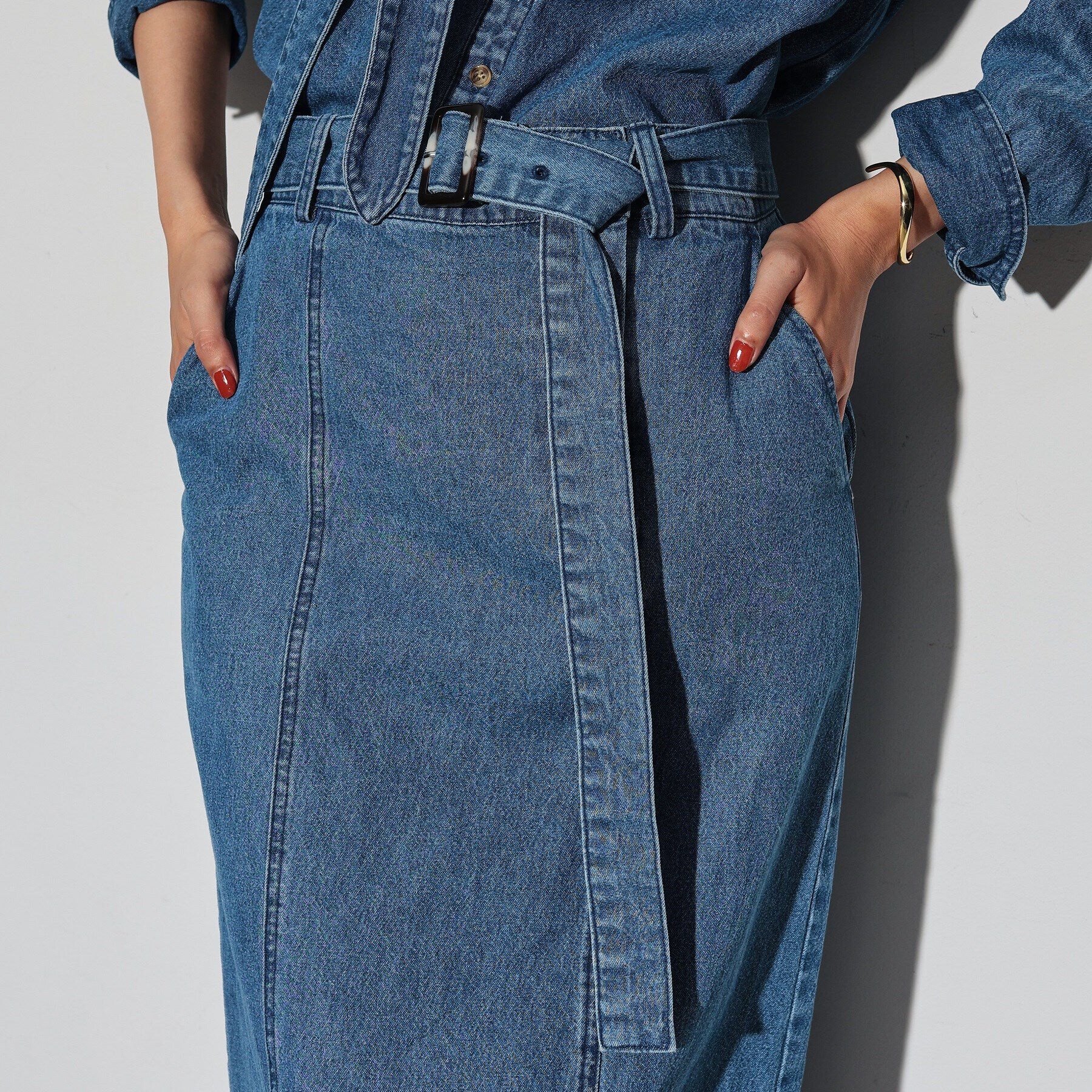 GALLEST「ストレートデニムスカート」|スカート|ﾌﾞﾙｰ(093)