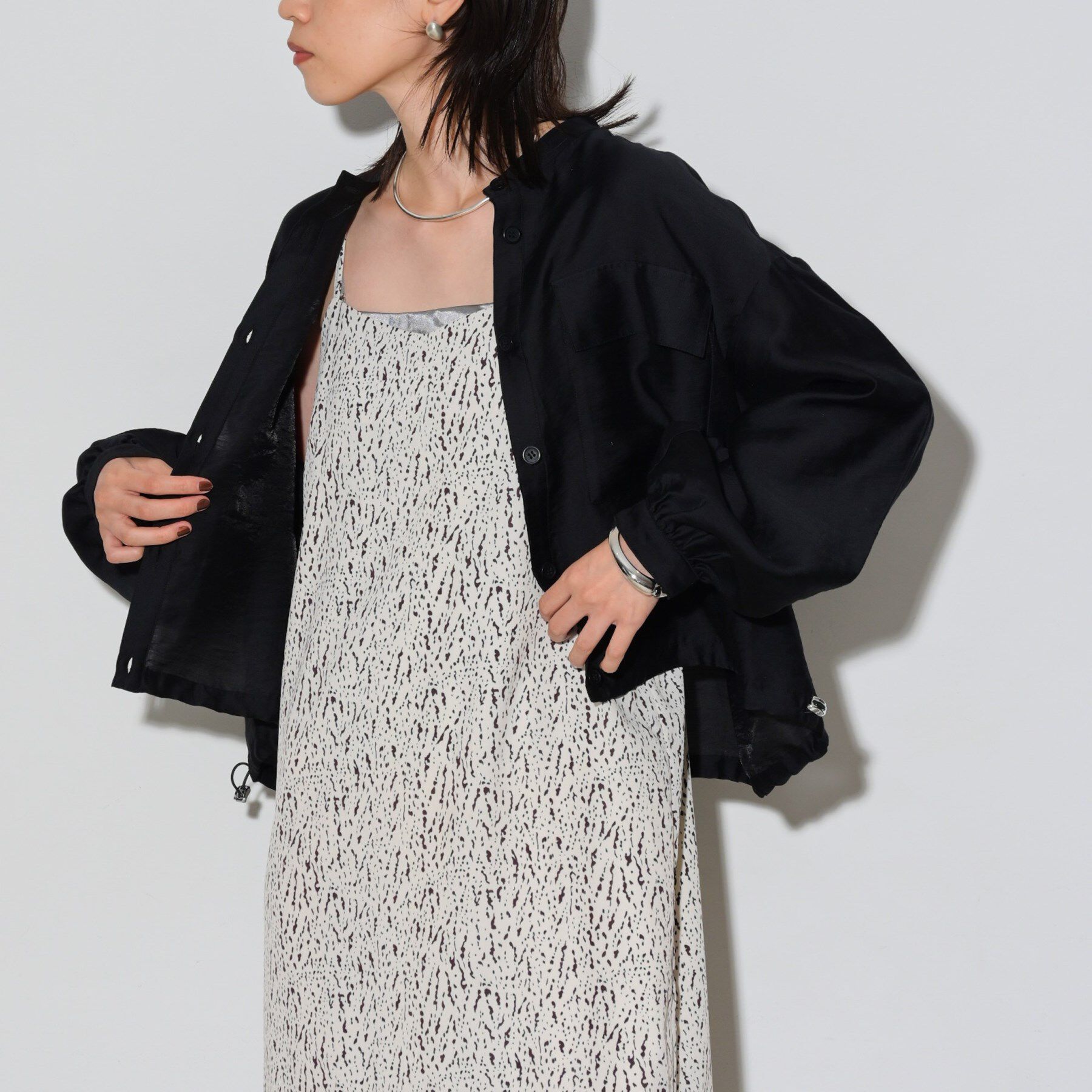 GALLEST「シアーローンブルゾンシャツ」|ブルゾン・スタジャン|ﾌﾞﾗｯｸ(019)