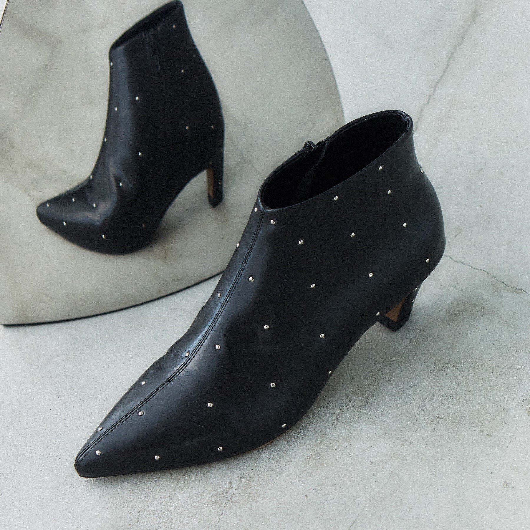 GALLEST「スタッズショートブーツ」|ショートブーツ|ブラック(019)