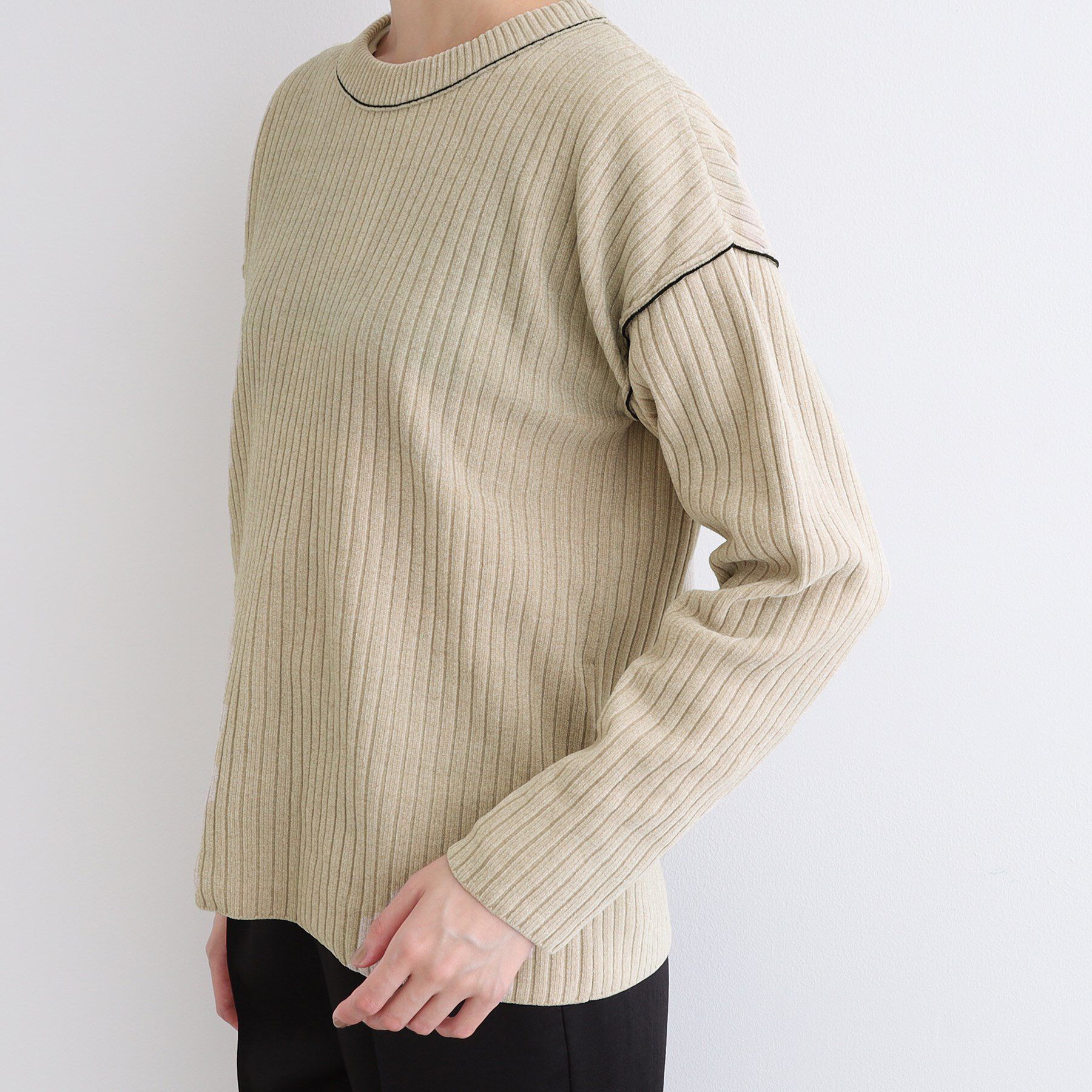 INDIVI「【トレンド◎／パイピングデザイン】モールヤーンニット」|ニット・セーター|