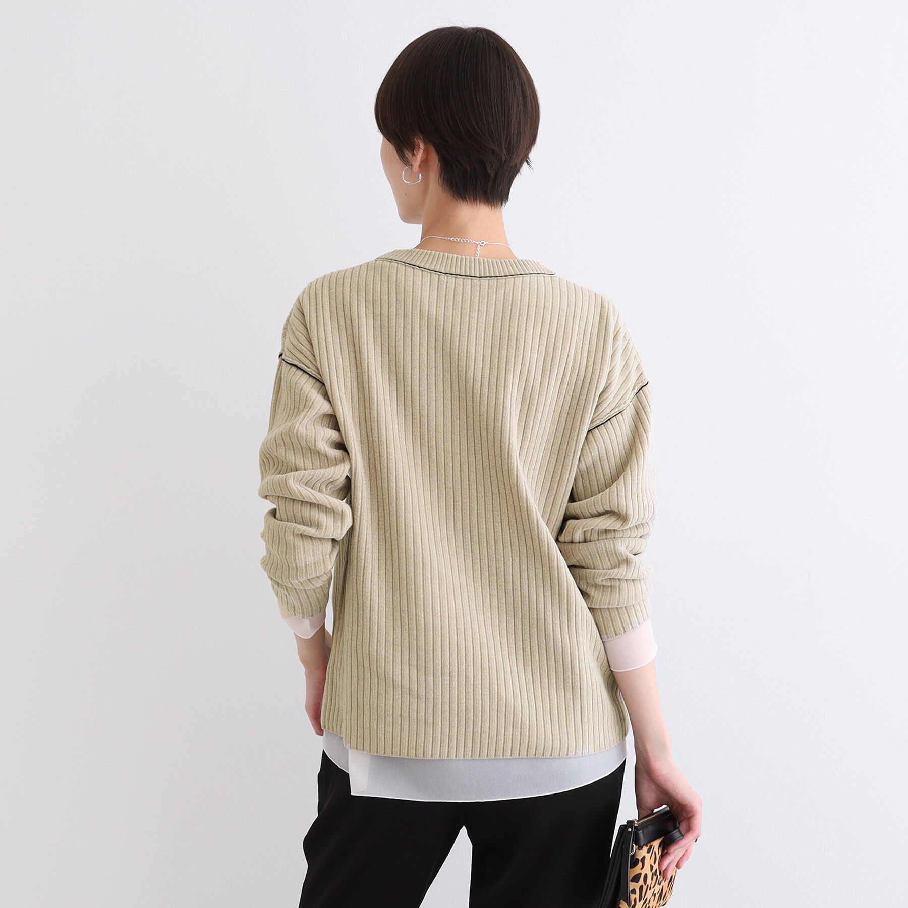 INDIVI「【トレンド◎／パイピングデザイン】モールヤーンニット」|ニット・セーター|