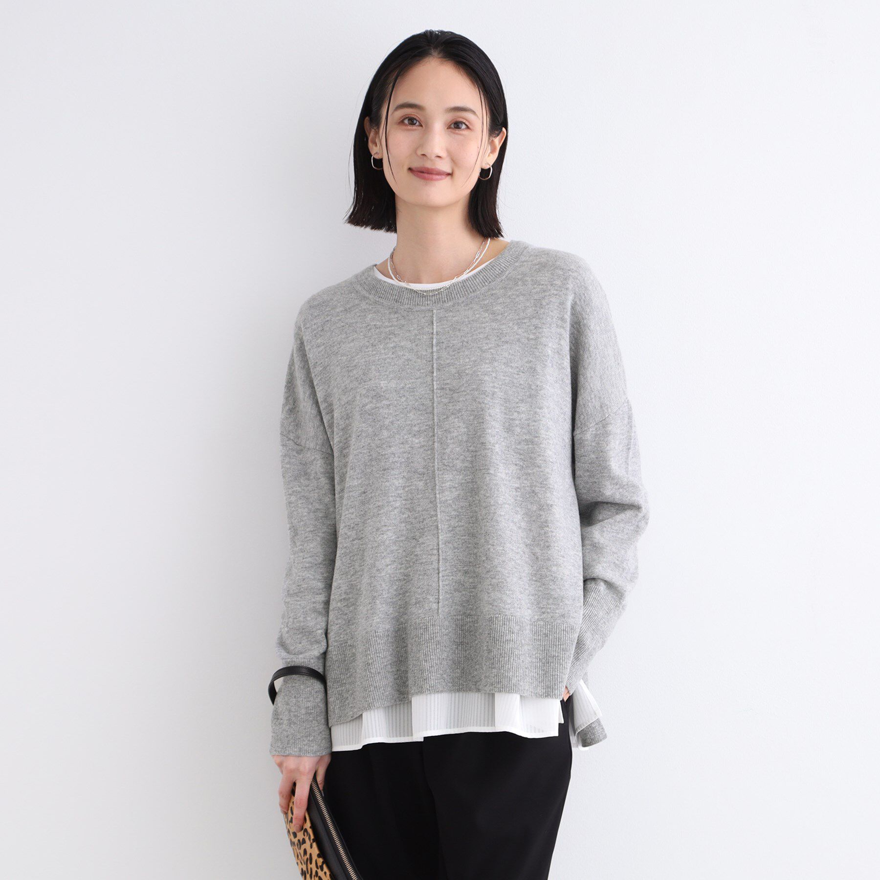 INDIVI「【カシミヤ混／洗える／リラックス】ワイドシルエットニット」|ニット・セーター|