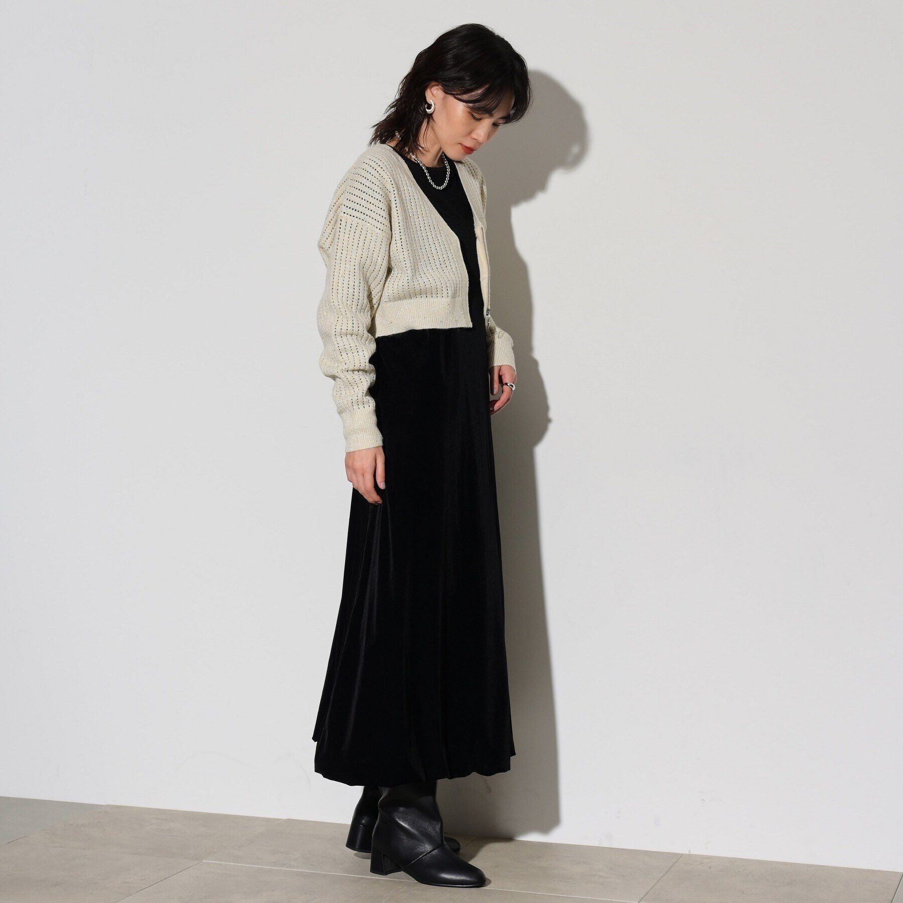 GALLEST「スパンコールジップカーディガン」|カーディガン|