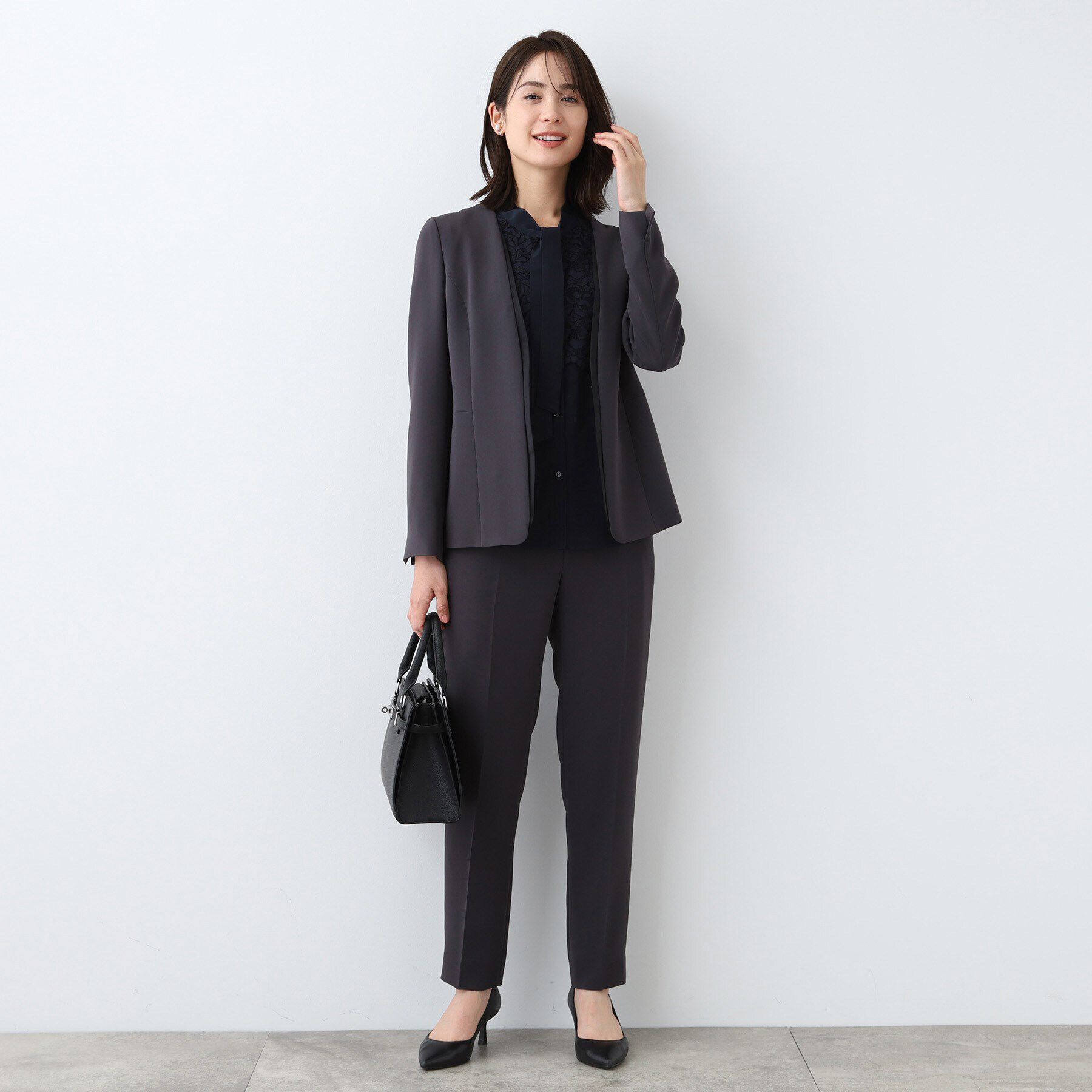 INDIVI「【日本製】スカラップレース ボウタイブラウス」|シャツ・ブラウス|