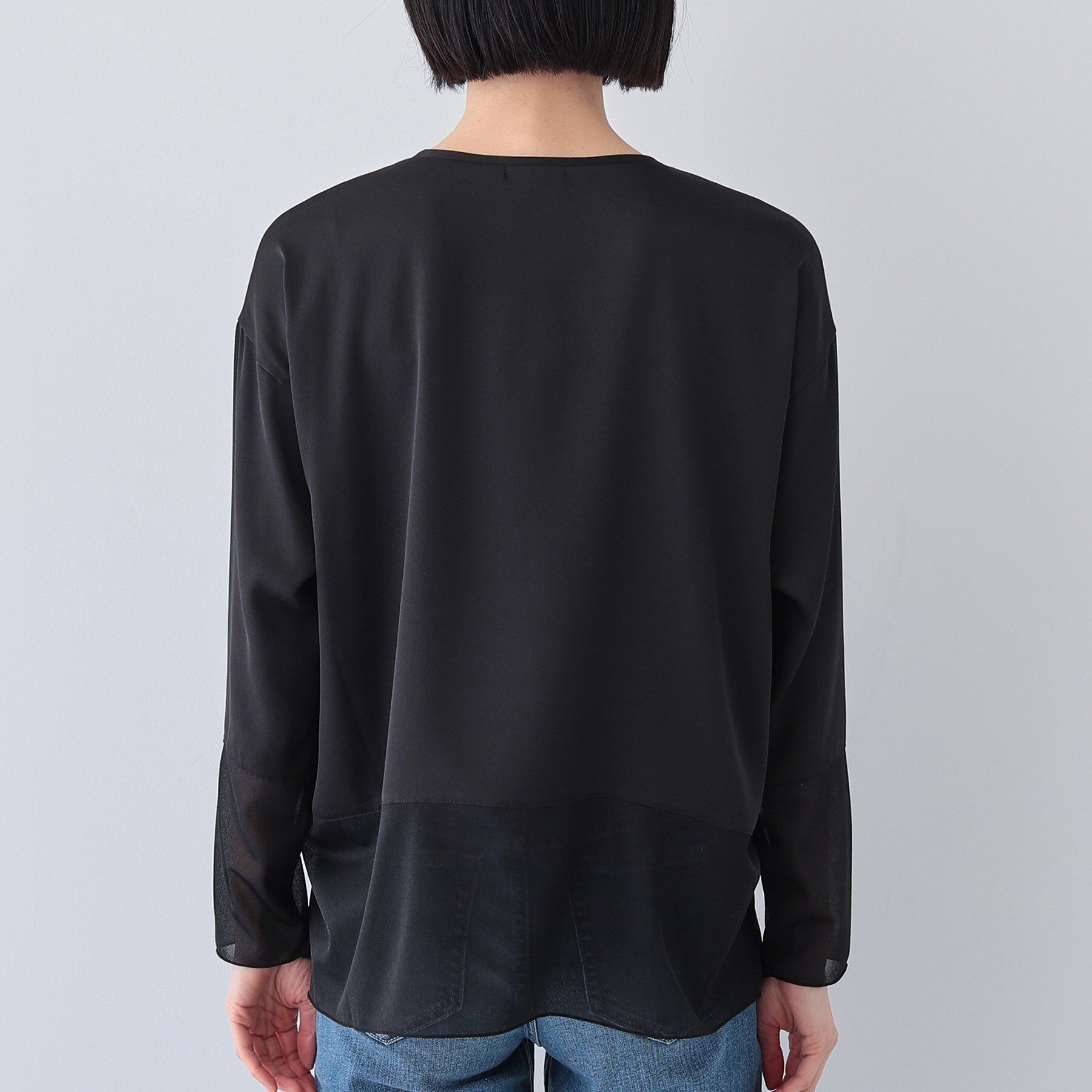 INDIVI「【洗える】袖＆裾 シアーデザイントップス」|Tシャツ・カットソー|