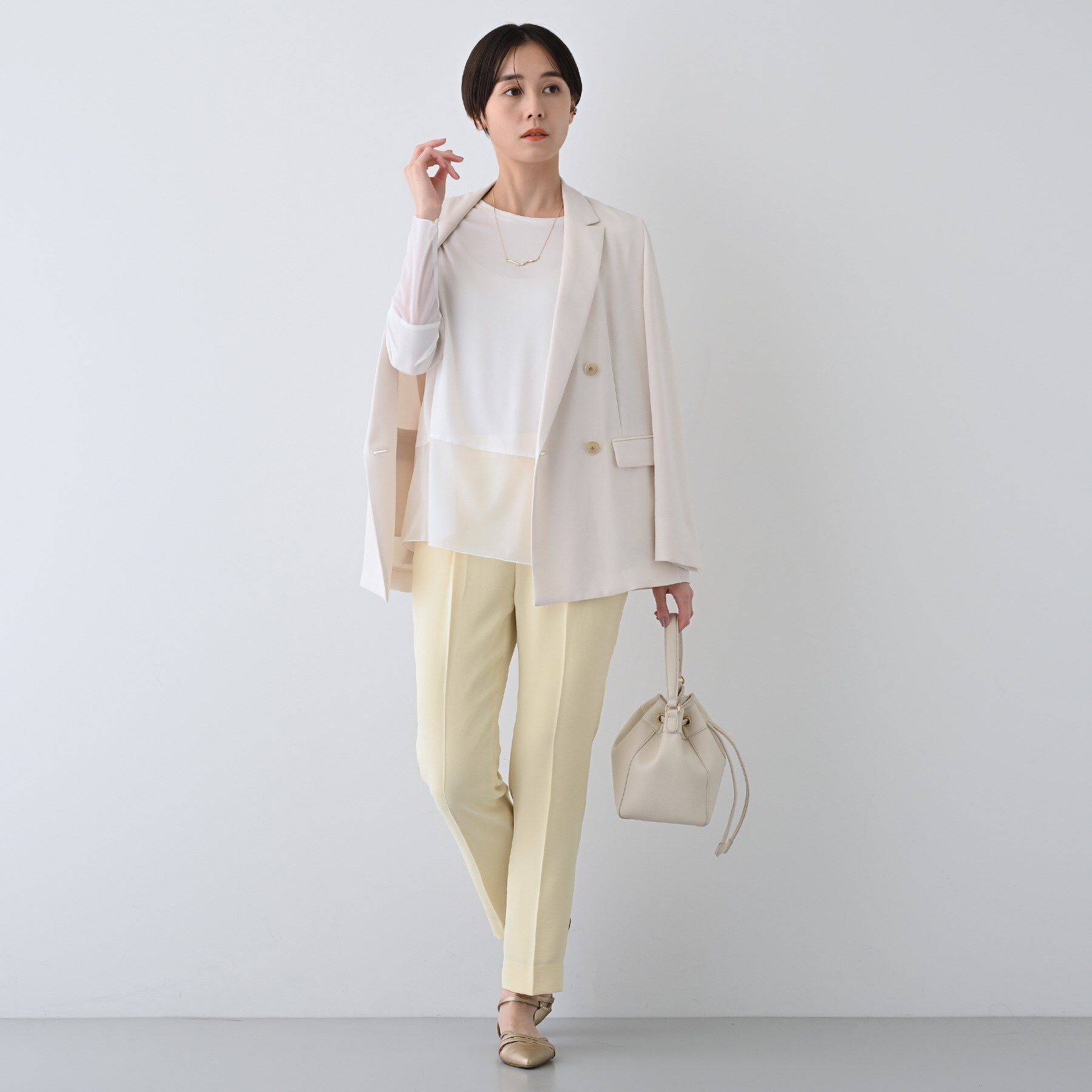 INDIVI「【洗える】袖＆裾 シアーデザイントップス」|Tシャツ・カットソー|