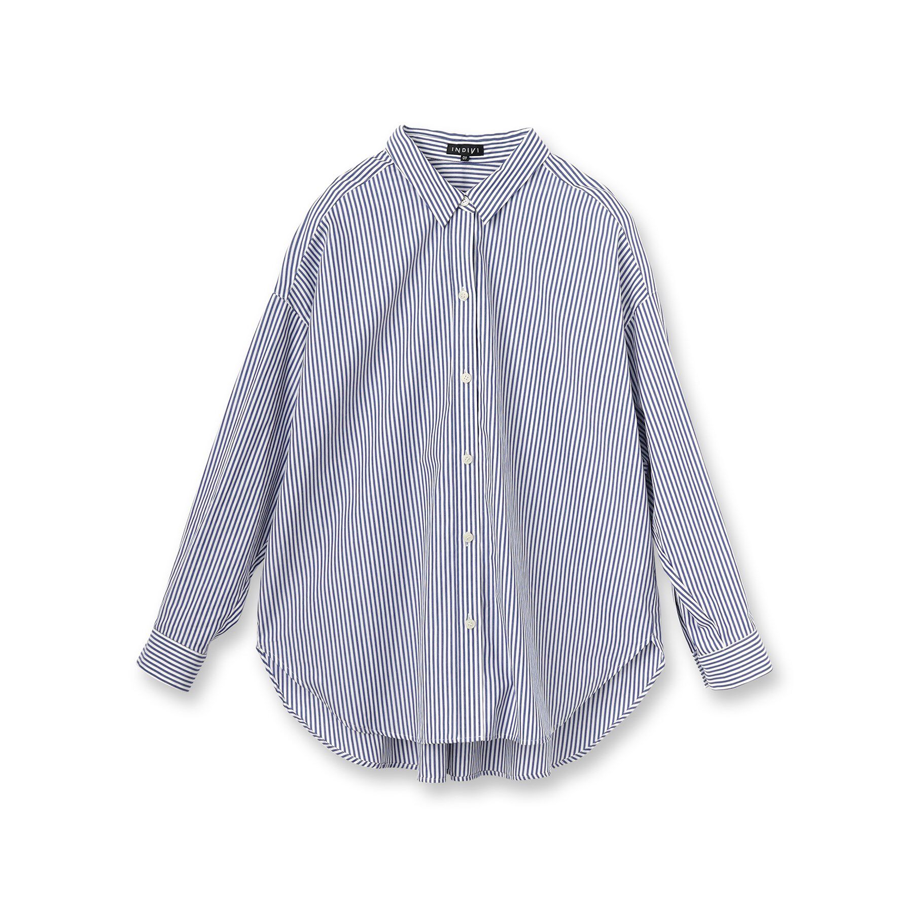 INDIVI「【UVケア／カラーストライプ柄】袖コンシャスシャツ」|シャツ・ブラウス|