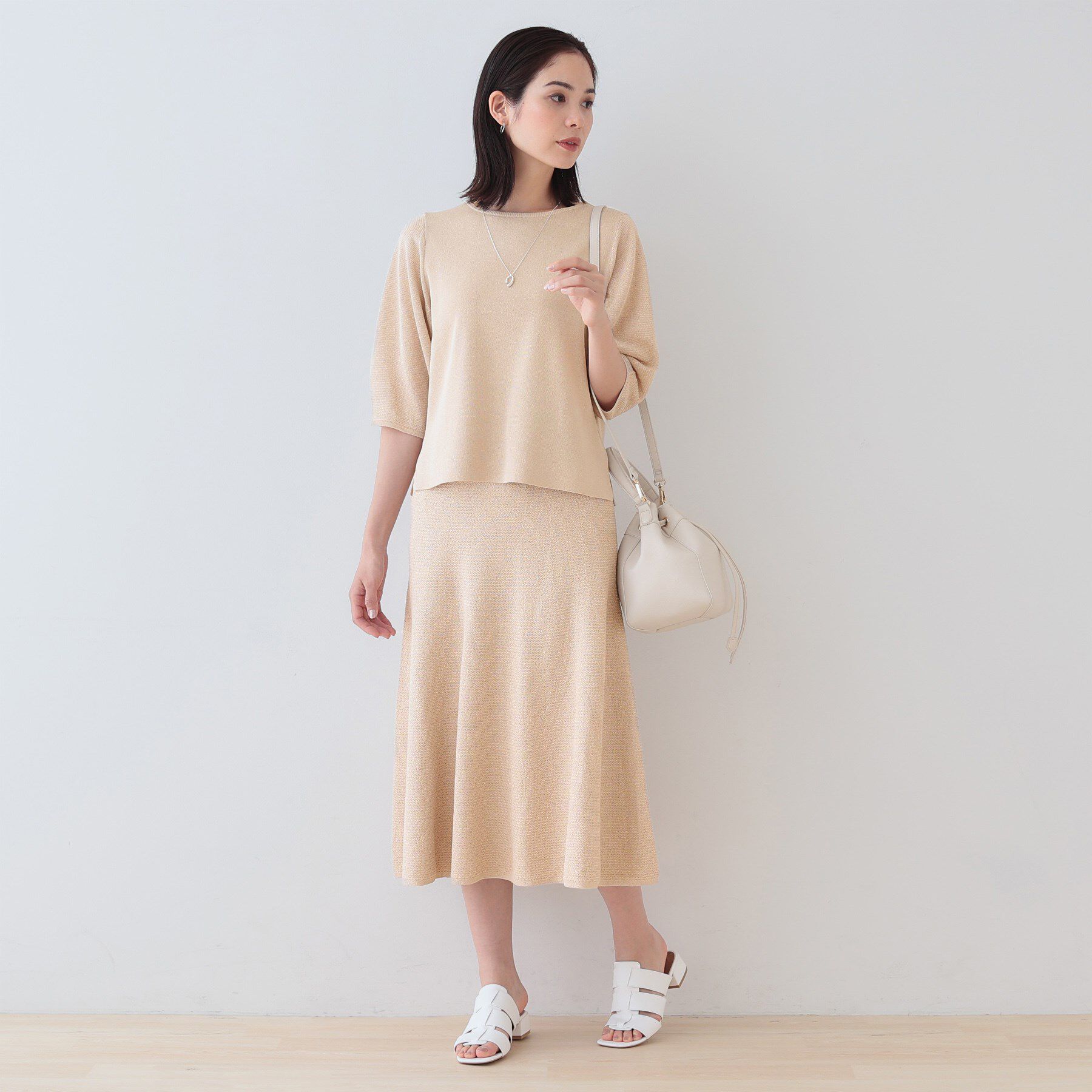 INDIVI「【洗える／和紙混素材／SETUP可能】バルーンスリーブニット」|ニット・セーター|