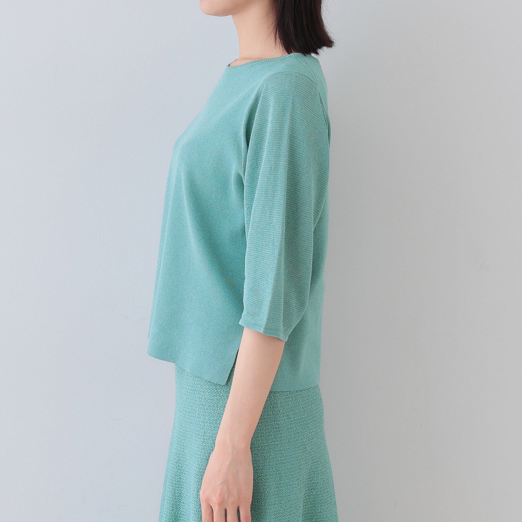 INDIVI「【洗える／和紙混素材／SETUP可能】バルーンスリーブニット」|ニット・セーター|