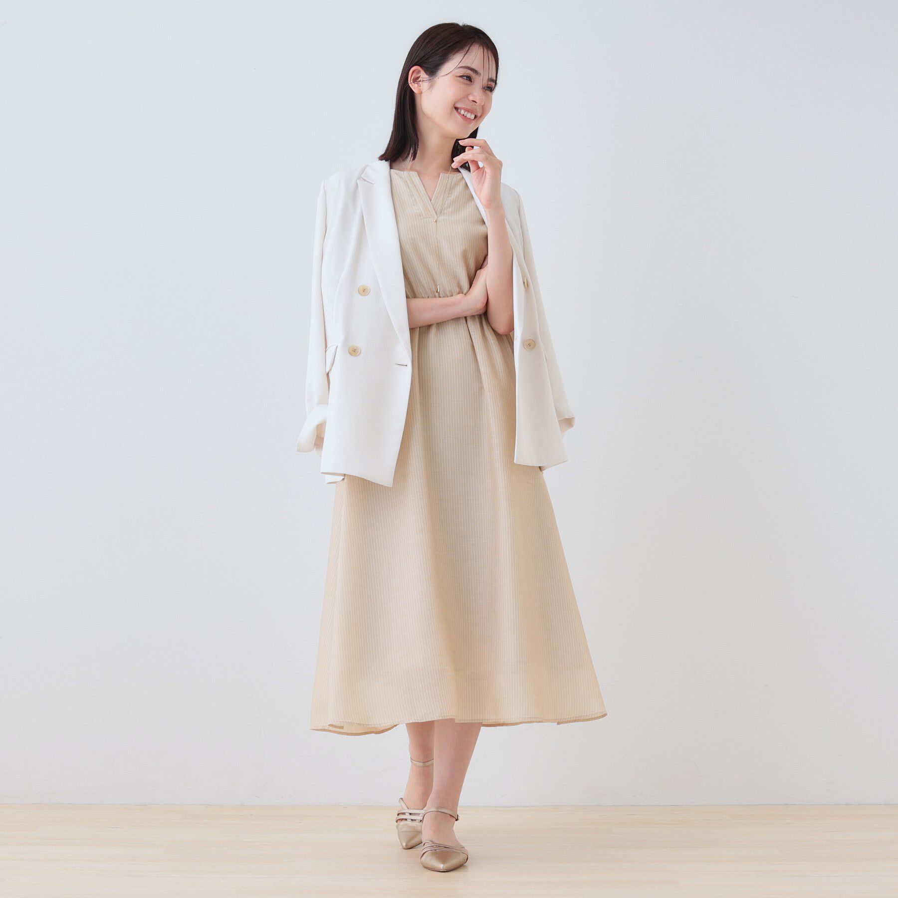 INDIVI「【洗える／エアリー】ハイウエストワンピース」|ワンピース|